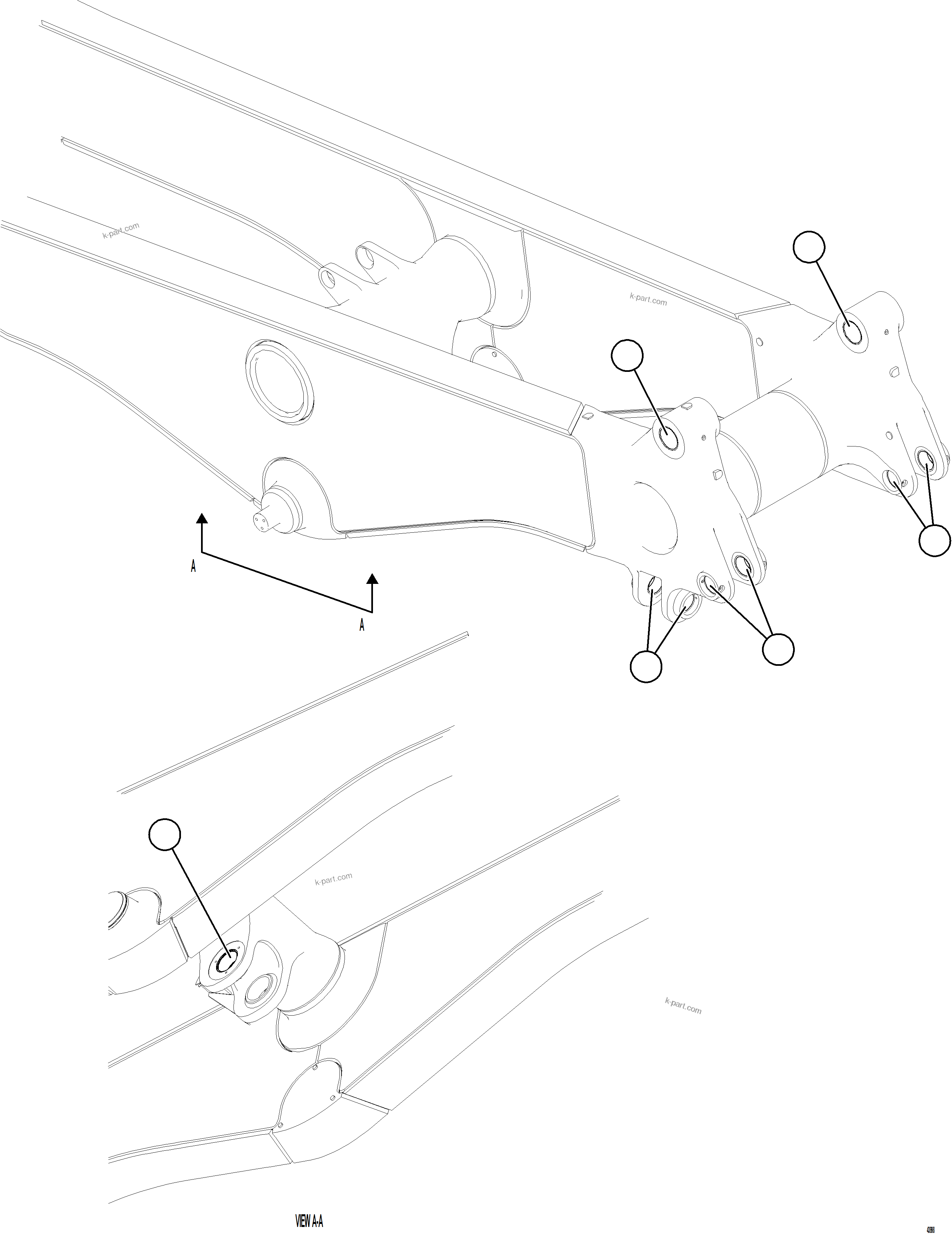 Komatsu parts book diagram for AFE77-CN 830E-5 S/N A50294 - A50295  SMS: PIN BORE WEAR SLEEVES