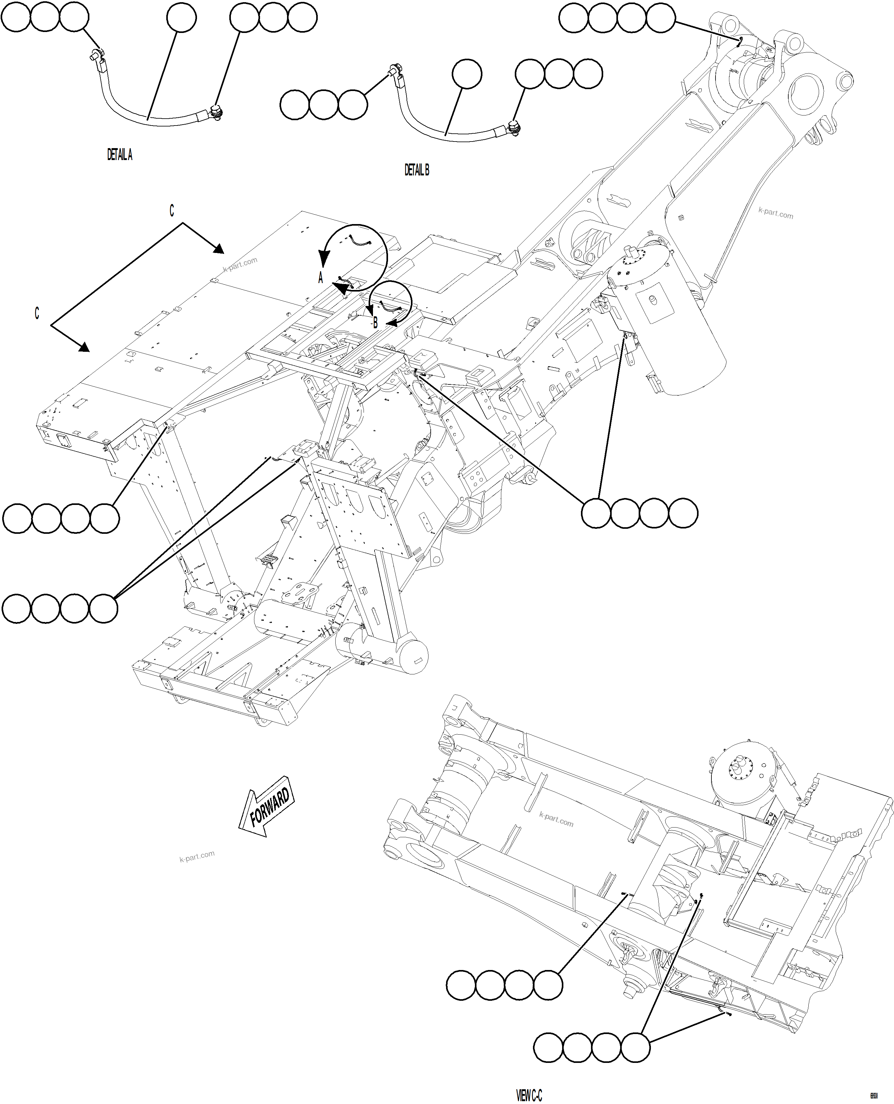 Komatsu parts book diagram for AFE77-CN 830E-5 S/N A50294 - A50295  SMS: FRAME GROUND WIRING