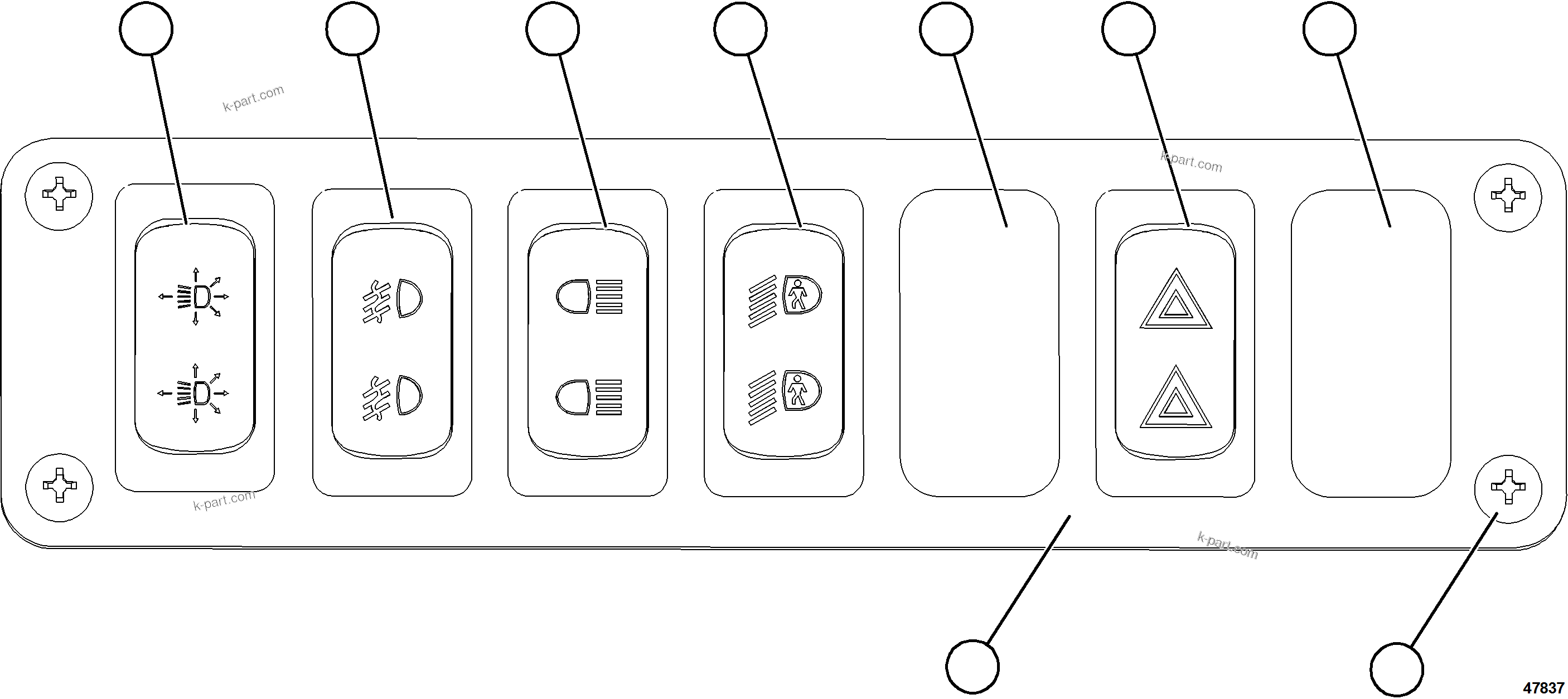 Komatsu parts book diagram for AFE77-CN 830E-5 S/N A50294 - A50295  SMS: LOWER LH DASH SWITCHES