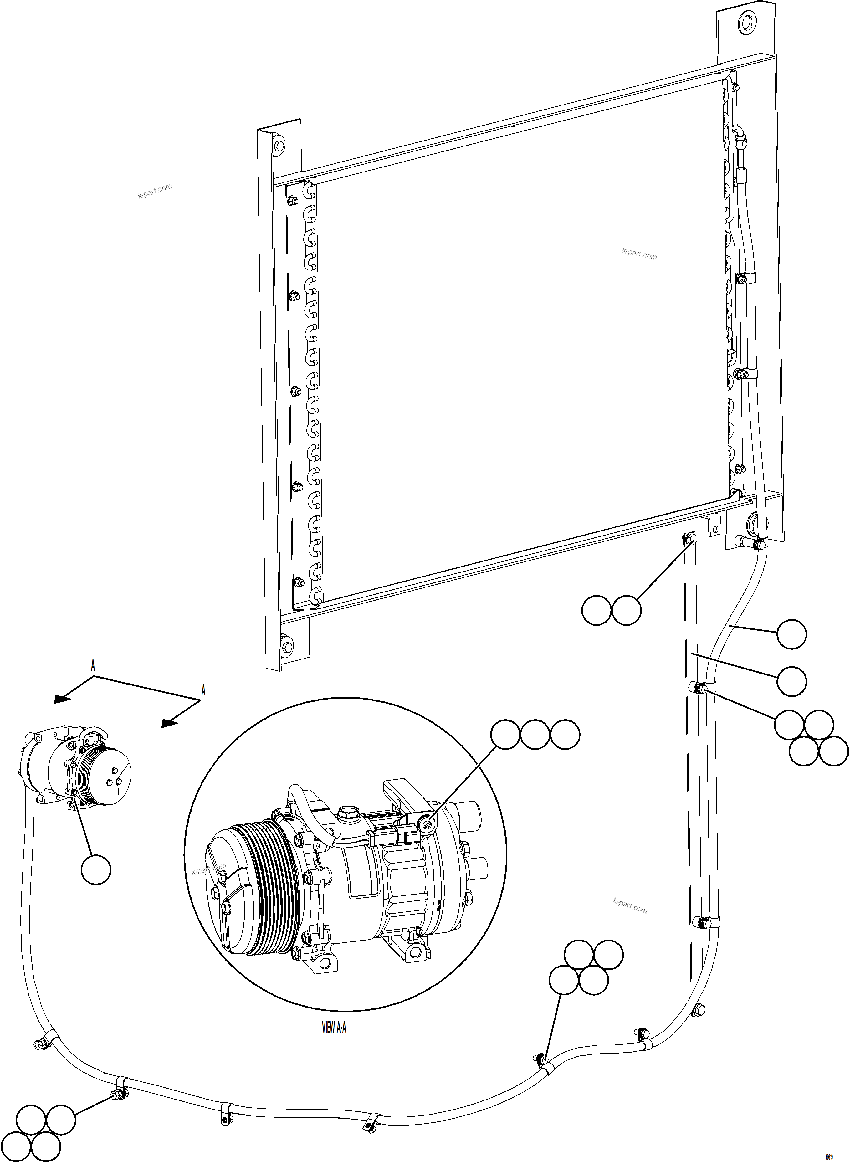 Komatsu parts book diagram for AFE77-CN 830E-5 S/N A50294 - A50295  SMS: AIR CONDITIONING PIPING    2/3