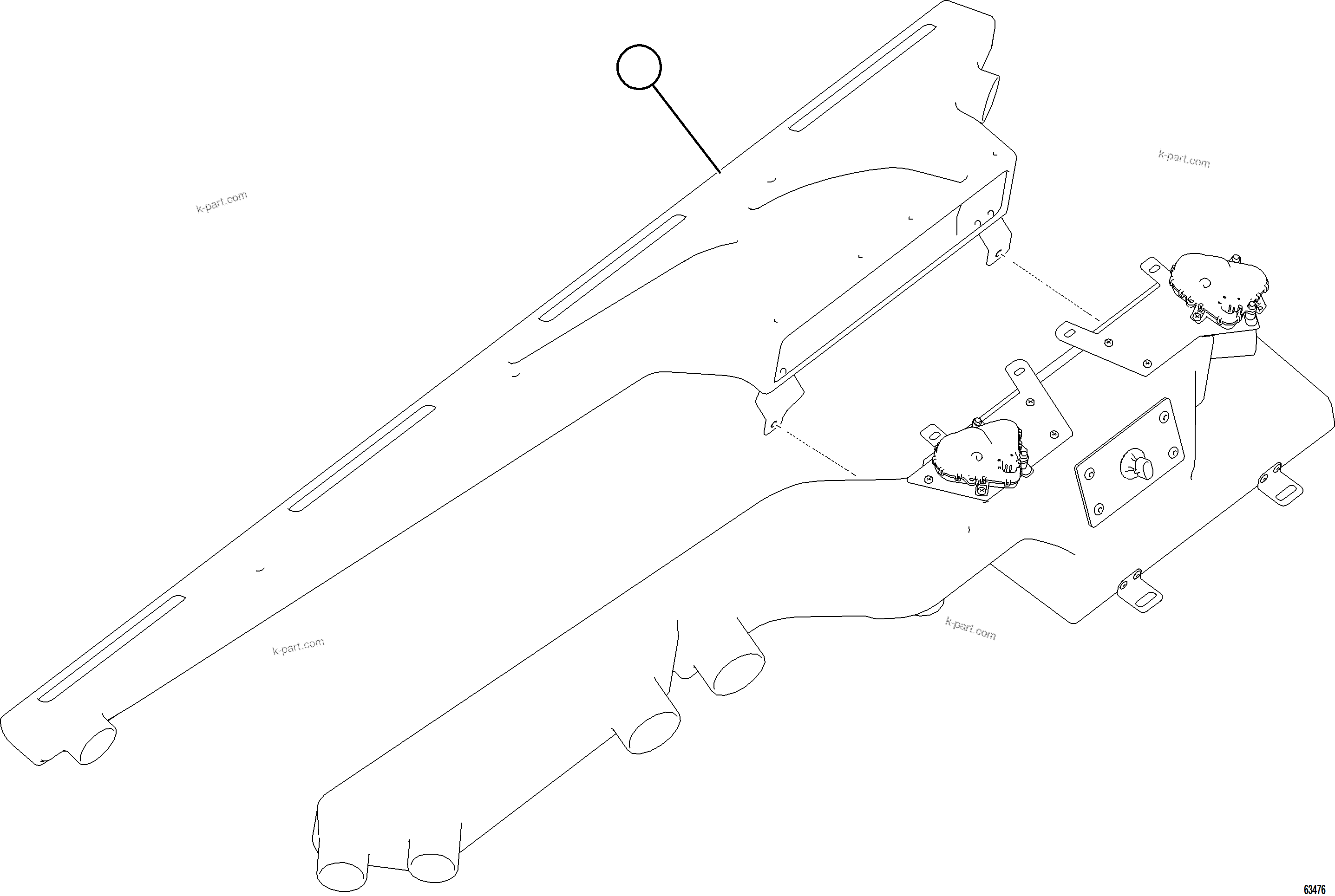 Komatsu parts book diagram for AFE77-CN 830E-5 S/N A50294 - A50295  SMS: HVAC DEFROST DUCT ASSEMBLY