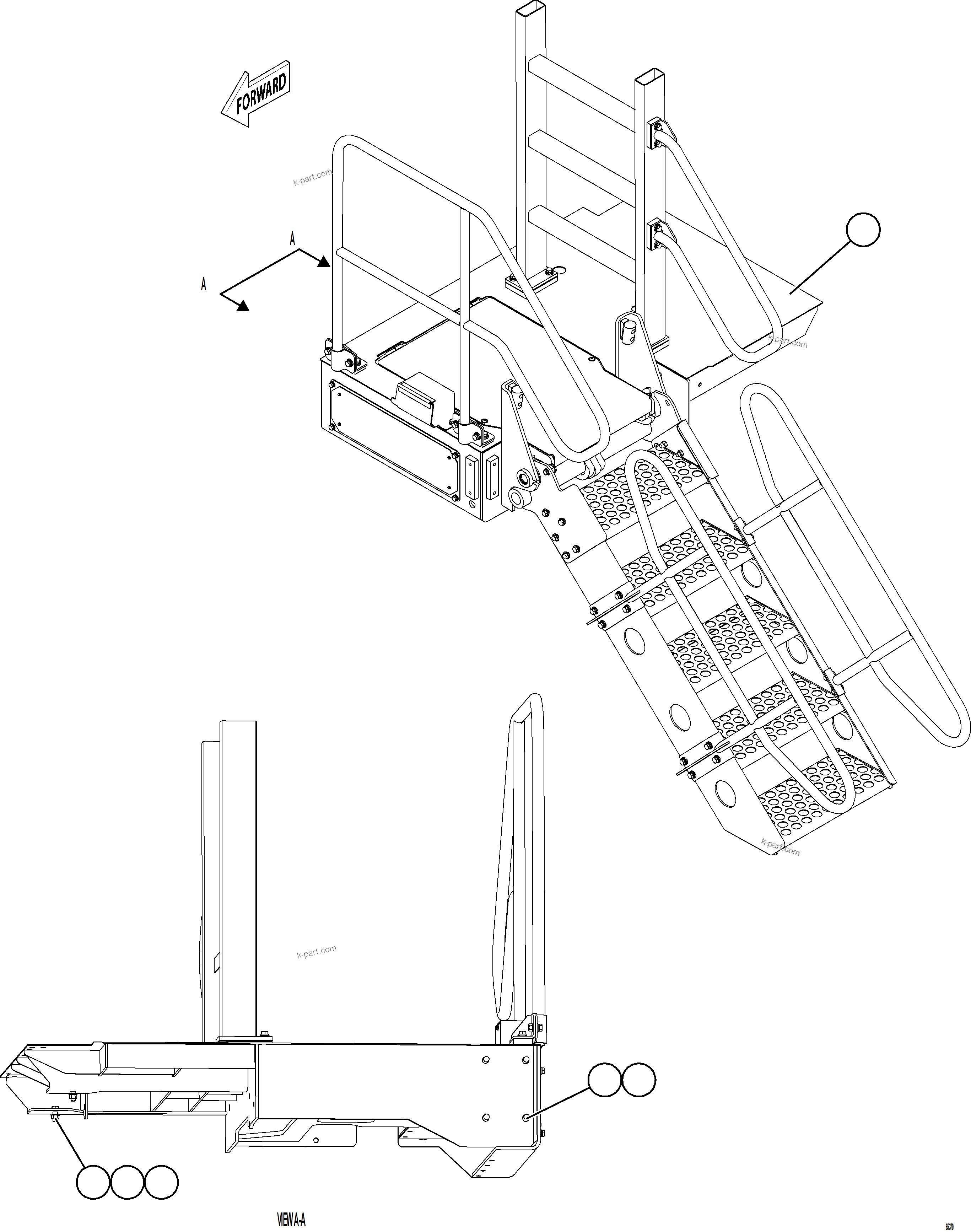 Komatsu parts book diagram for AFE77-CN 830E-5 S/N A50294 - A50295  SMS: LH LOWER PLATFORM INSTALLATION
