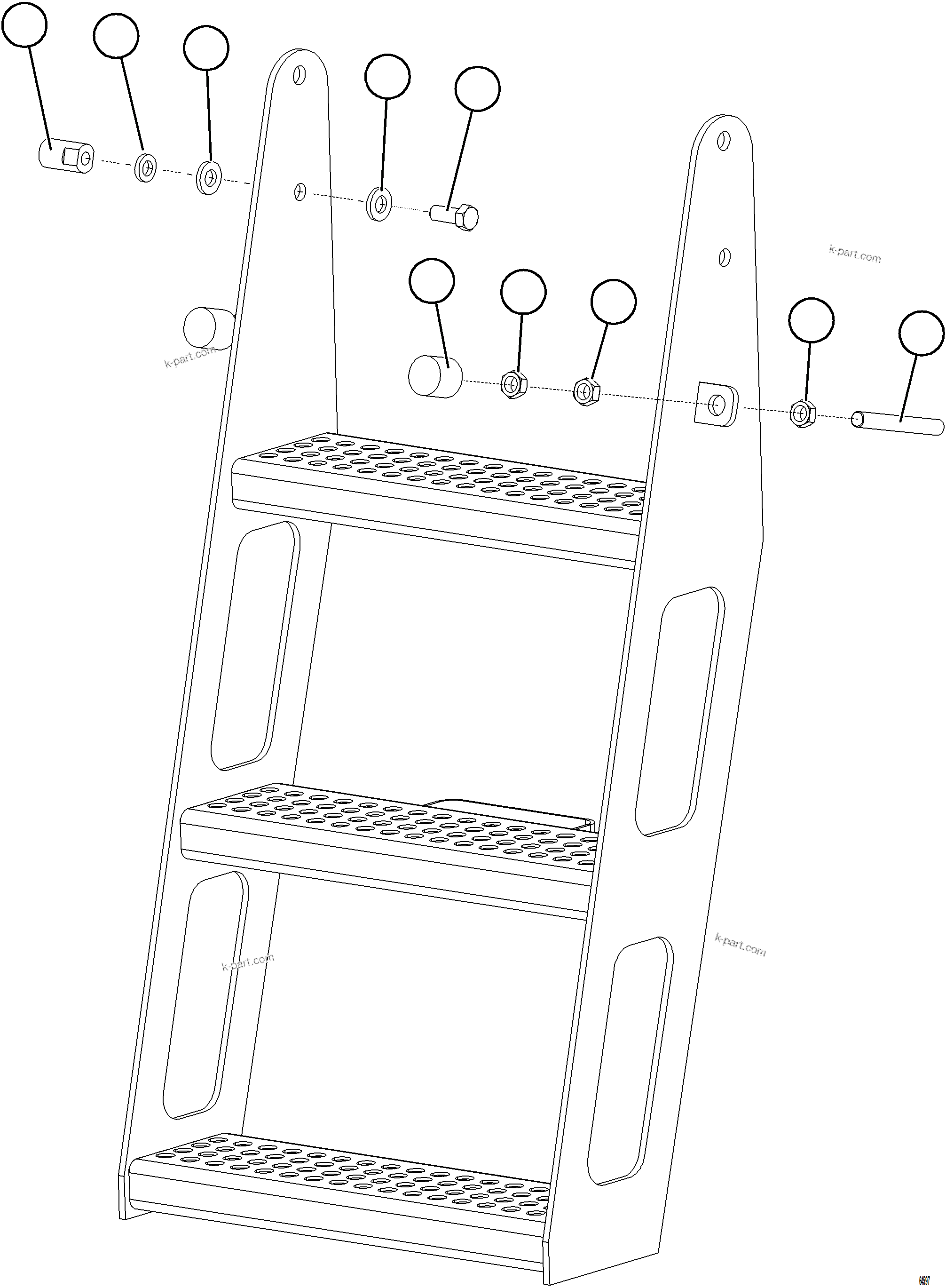 Komatsu parts book diagram for AFE77-CN 830E-5 S/N A50294 - A50295  SMS: DROPDOWN LADDER