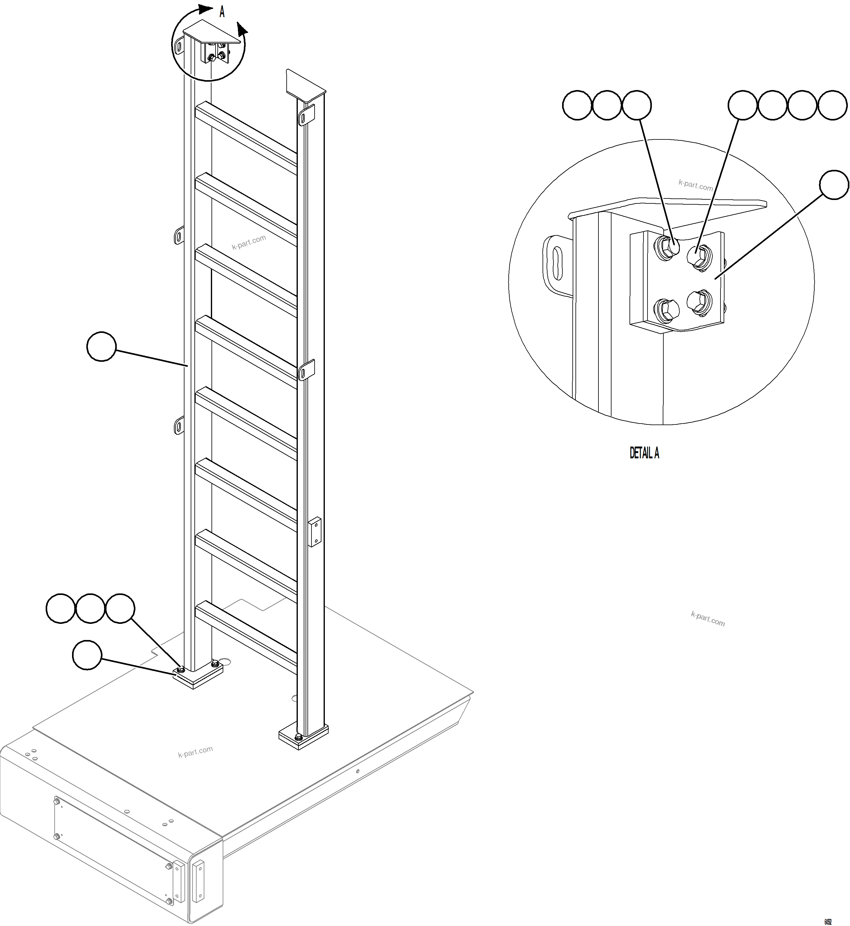 Komatsu parts book diagram for AFE77-CN 830E-5 S/N A50294 - A50295  SMS: LH EMERGENCY GATE & LADDER    2/2