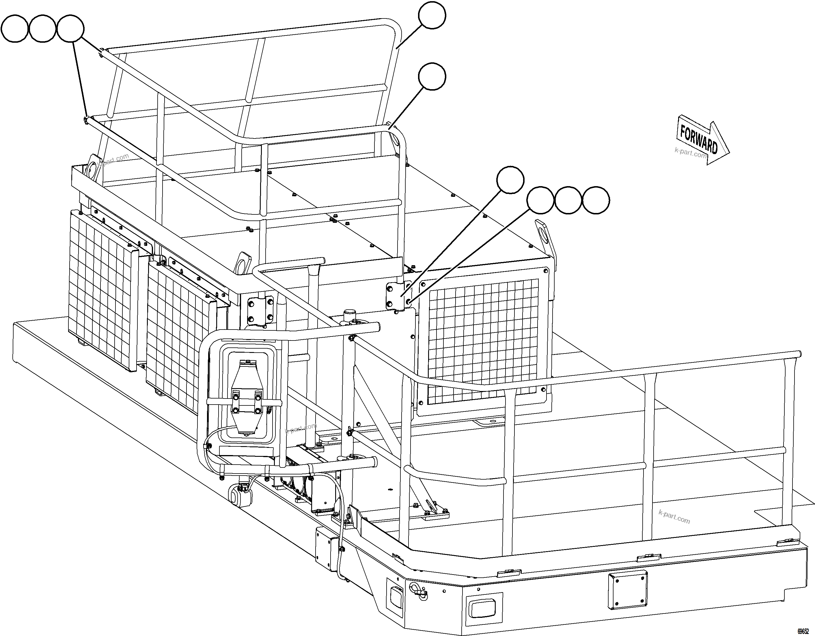 Komatsu parts book diagram for AFE77-CN 830E-5 S/N A50294 - A50295  SMS: RETARDING GRID HANDRAILS