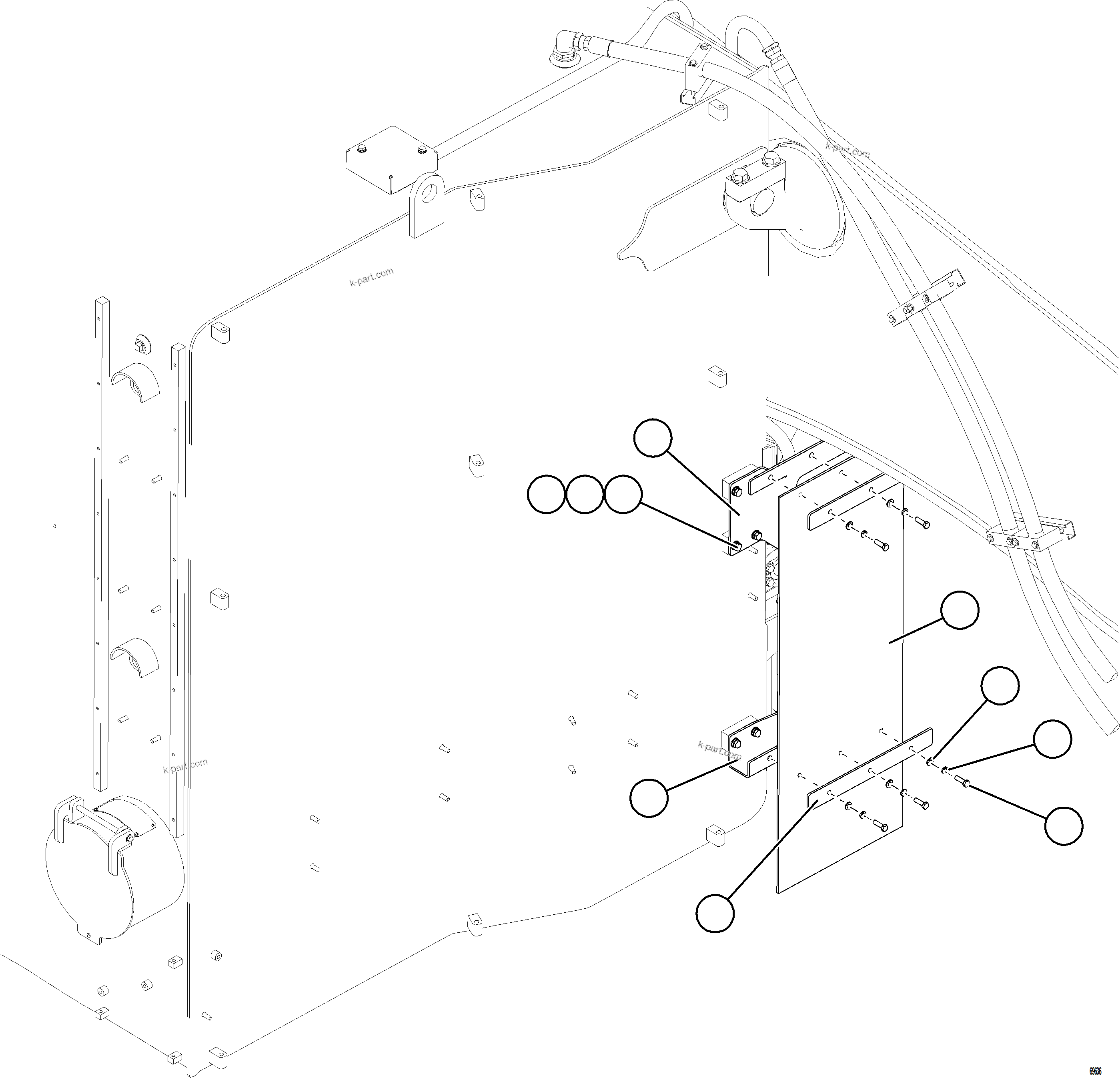 Komatsu parts book diagram for AFE77-CN 830E-5 S/N A50294 - A50295  SMS: FUEL TANK MUD FLAPS (STANDARD)