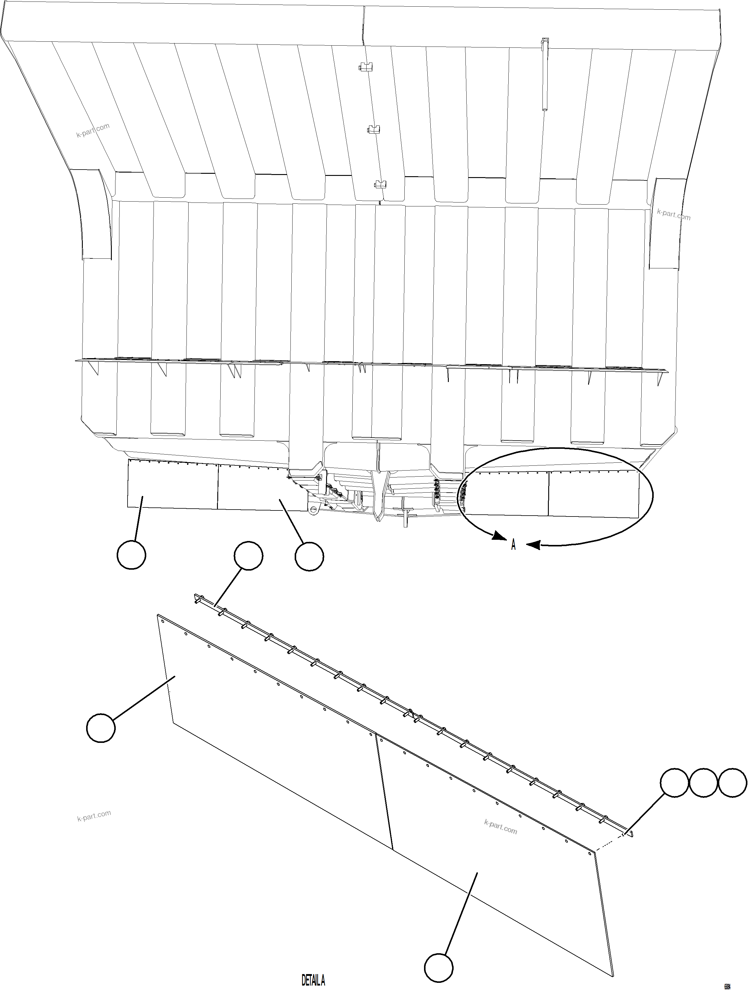 Komatsu parts book diagram for AFE77-CN 830E-5 S/N A50294 - A50295  SMS: DUMP BODY MUD FLAPS    1/2