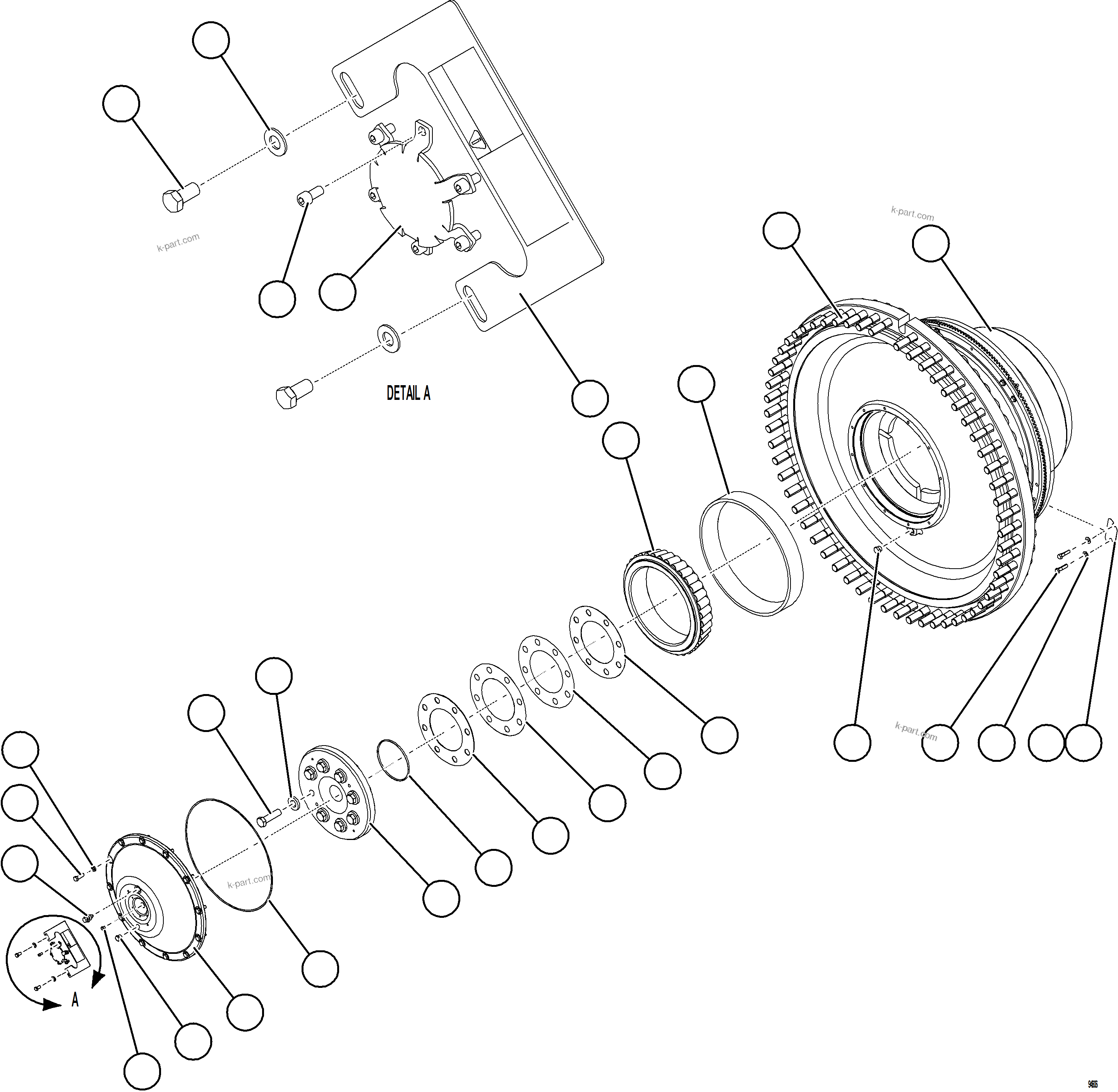 Komatsu parts book diagram for AFE77-CN 830E-5 S/N A50294 - A50295  SMS: SPINDLE, HUB AND BRAKE ASSEMBLY    1/2