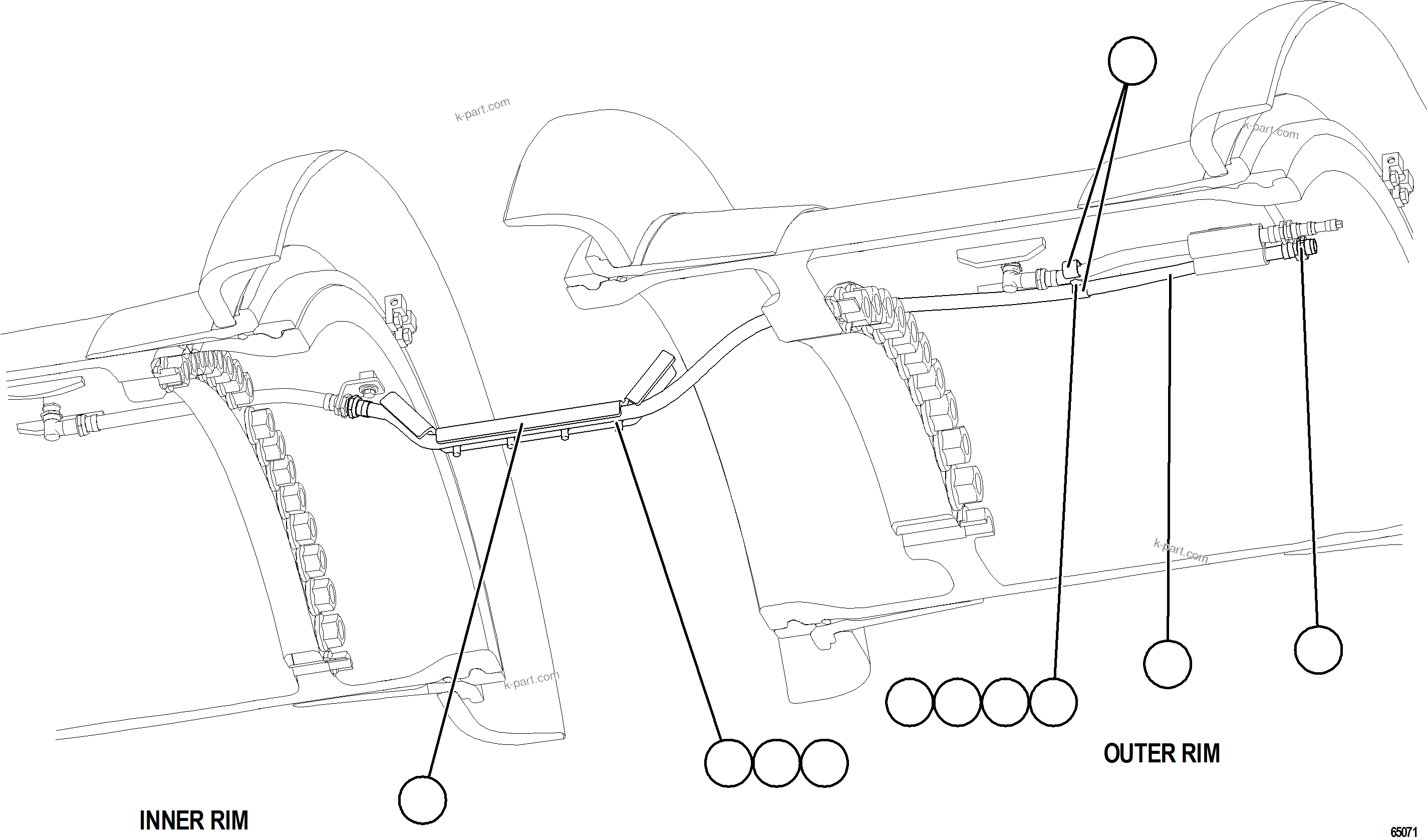 Komatsu parts book diagram for AFE77-CN 830E-5 S/N A50294 - A50295  SMS: TIRE INFLATION COMPONENTS - REAR EXTENSION