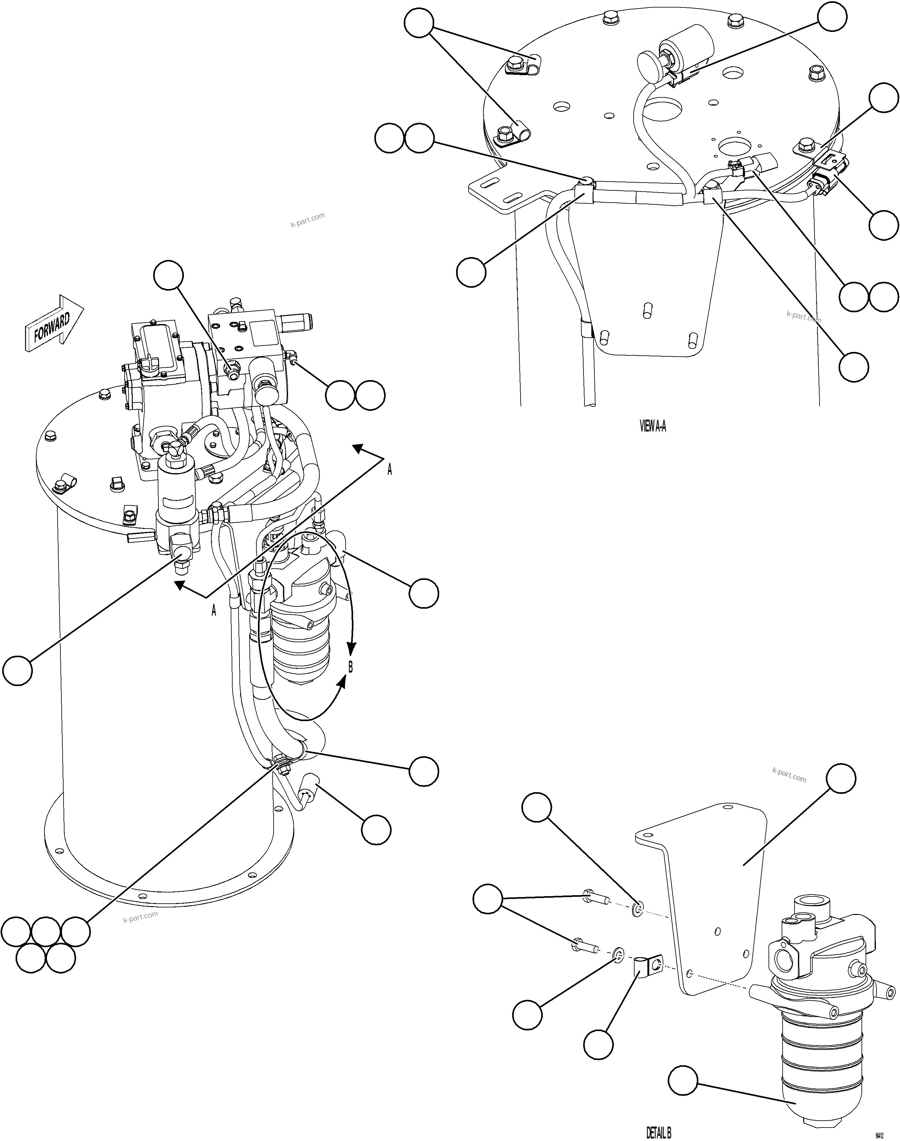 Komatsu parts book diagram for AFE77-CN 830E-5 S/N A50294 - A50295  SMS: LUBRICATION PUMP SUB-ASSEMBLY    1/2