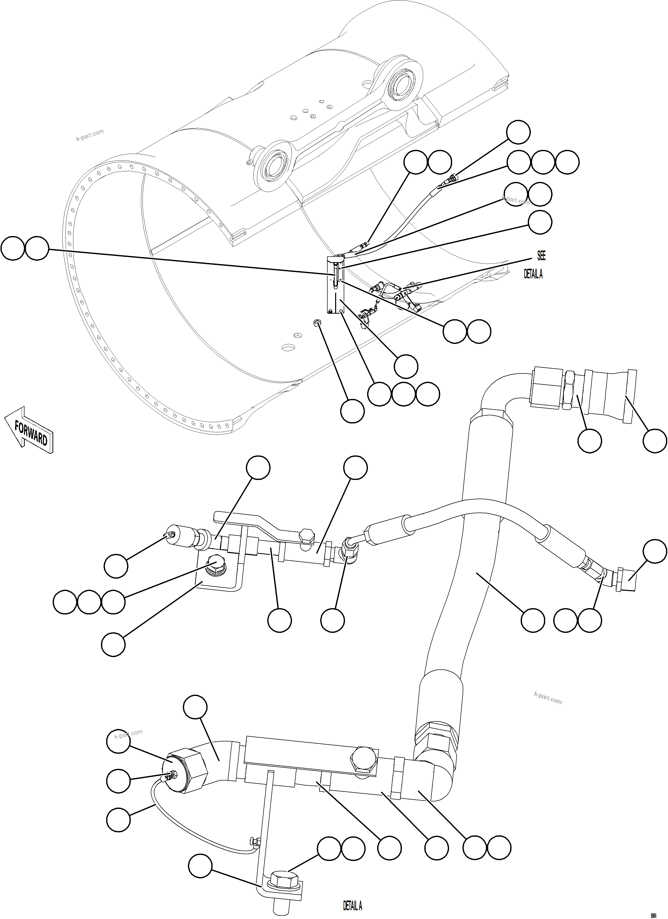 Komatsu parts book diagram for AFE77-CN 830E-5 S/N A50294 - A50295  SMS: REAR AXLE SERVICE CENTER - RH