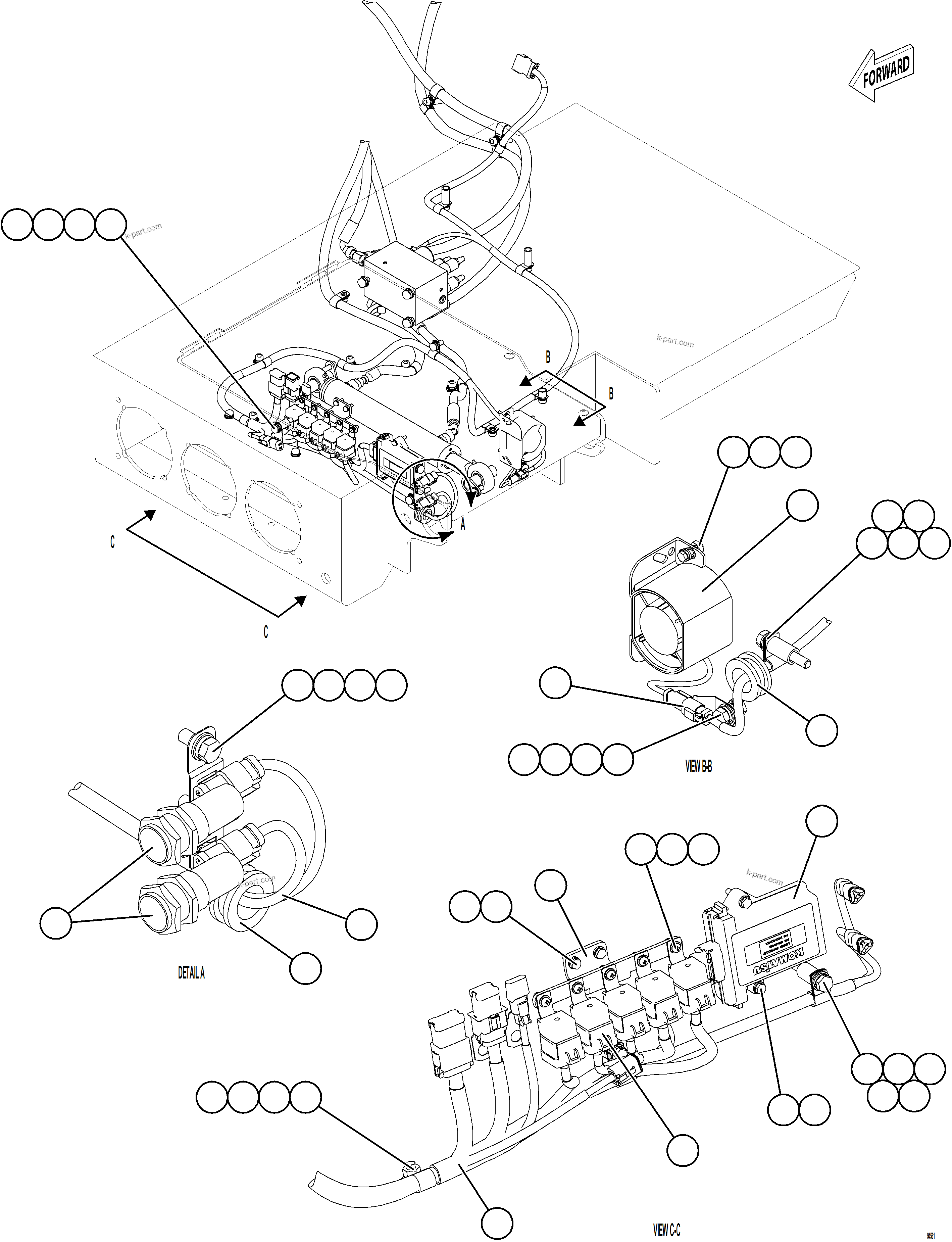 Komatsu parts book diagram for AFE77-CN 830E-5 S/N A50294 - A50295  SMS: PLATFORM ASSEMBLY    3/3