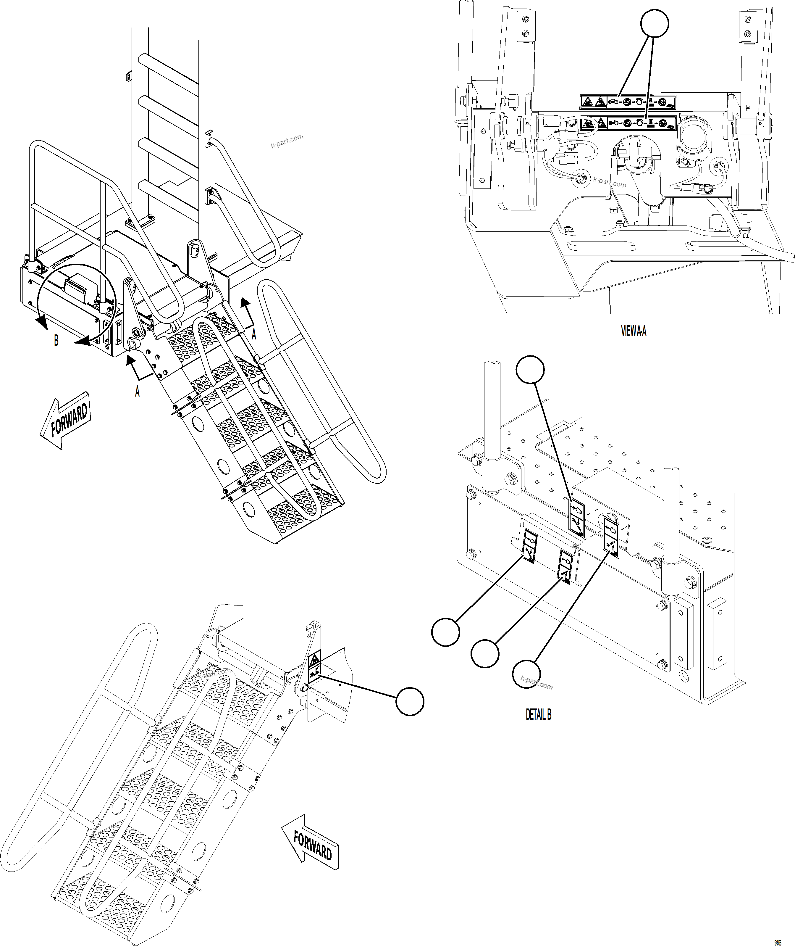Komatsu parts book diagram for AFE77-CN 830E-5 S/N A50294 - A50295  SMS: RETRACTABLE LADDER DECALS    1/3