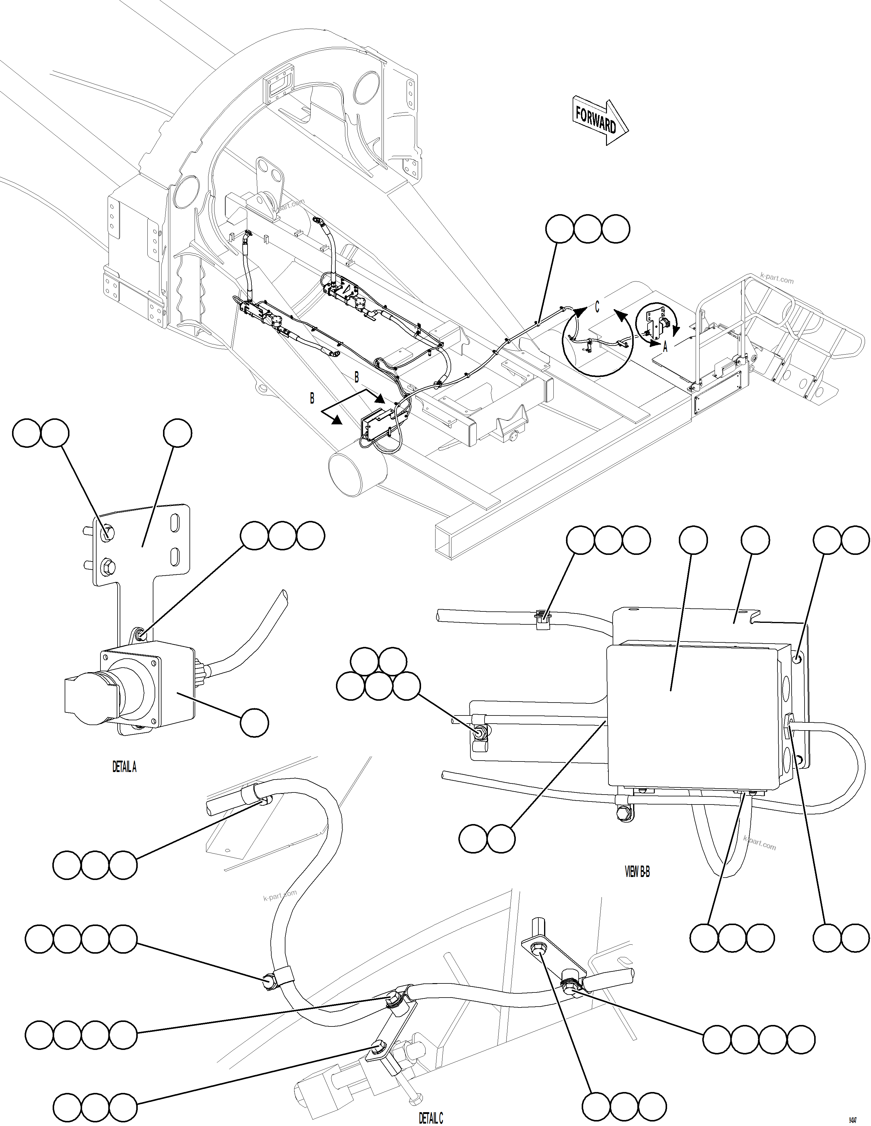 Komatsu parts book diagram for AFE77-CN 830E-5 S/N A50294 - A50295  SMS: HOTSTART - JUNCTION BOX & RECEPTACLE