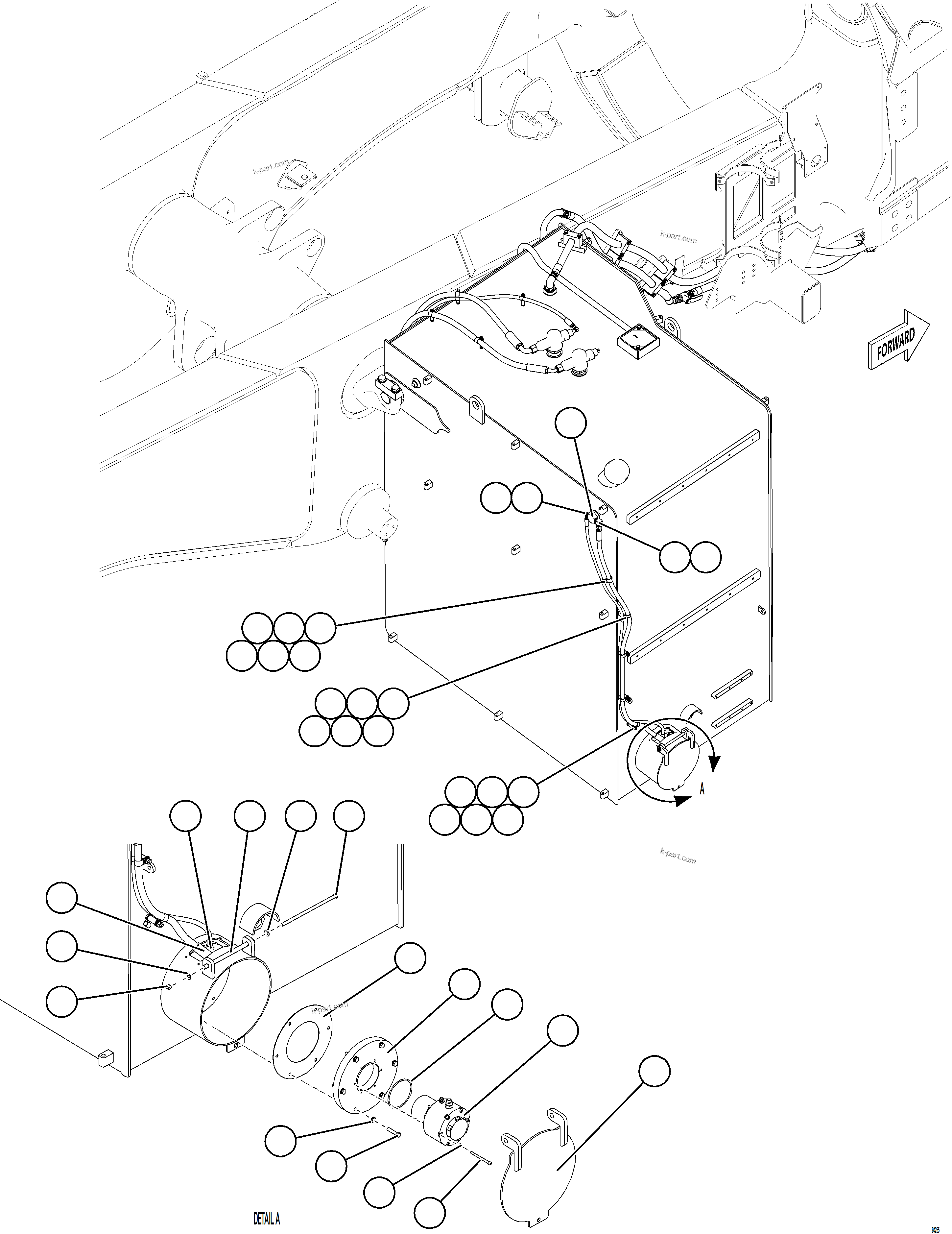 Komatsu parts book diagram for AFE77-CV 830E-5 S/N A50338,A50341 - A40345  KCH: FUEL TANK REMOTE FILL - RH