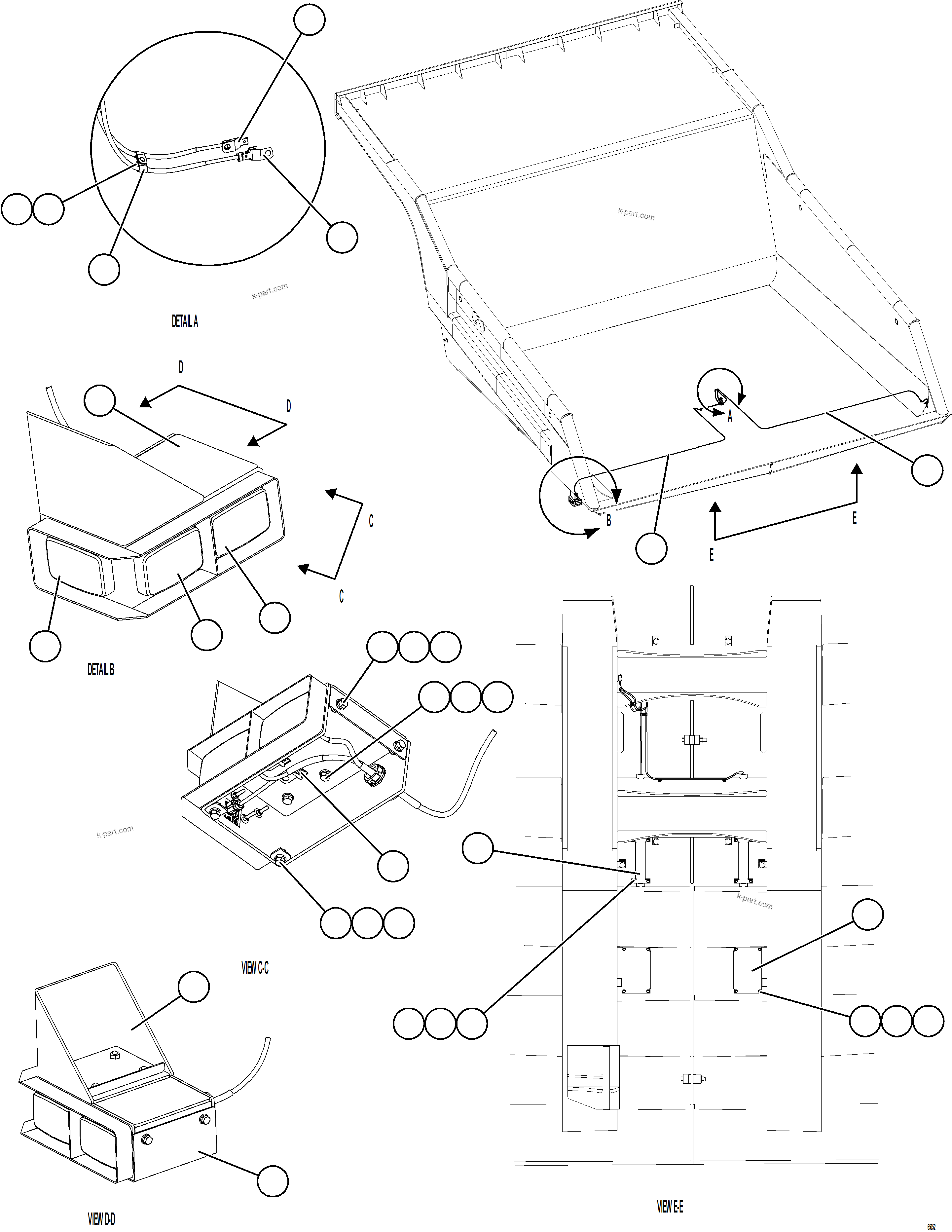 Komatsu parts book diagram for AFE77-CV 830E-5 S/N A50338,A50341 - A40345  KCH: DUMP BODY CLEARANCE LIGHTS & TURN SIGNALS