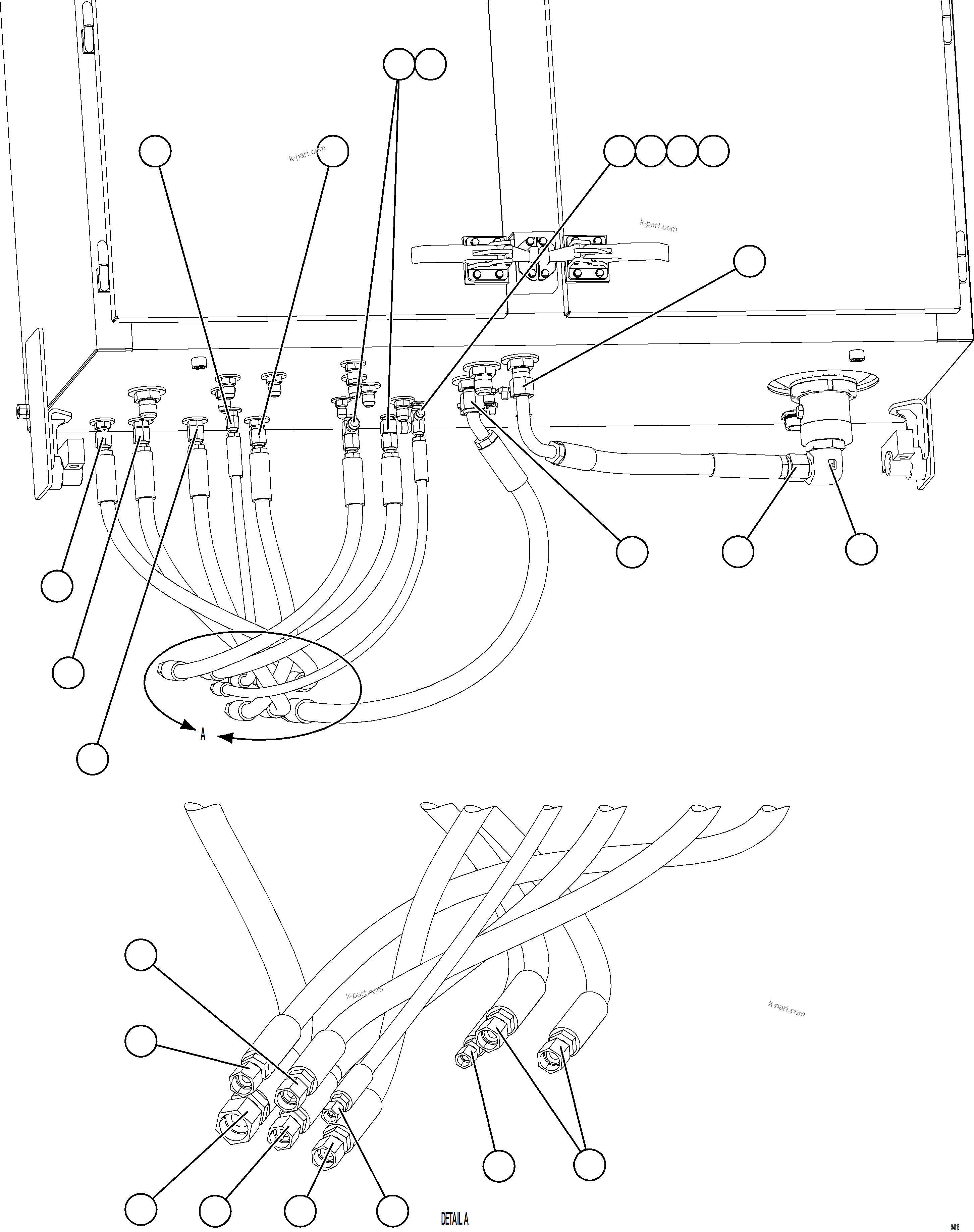 Komatsu parts book diagram for AFE77-CV 830E-5 S/N A50338,A50341 - A40345  KCH: BRAKE MANIFOLD PIPING