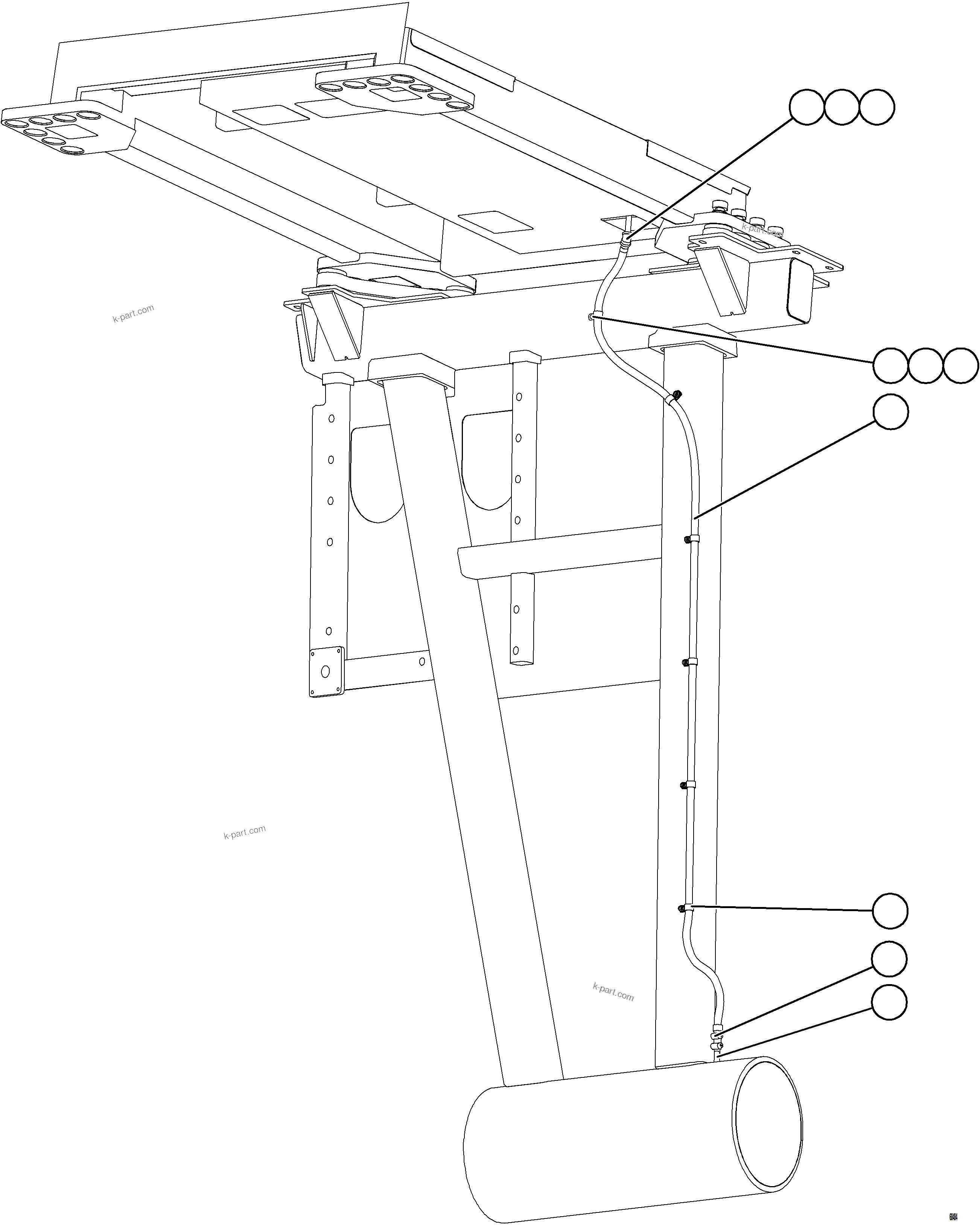 Komatsu parts book diagram for AFE77-CV 830E-5 S/N A50338,A50341 - A40345  KCH: HEATER/AC DRAIN HOSE INSTALLATION