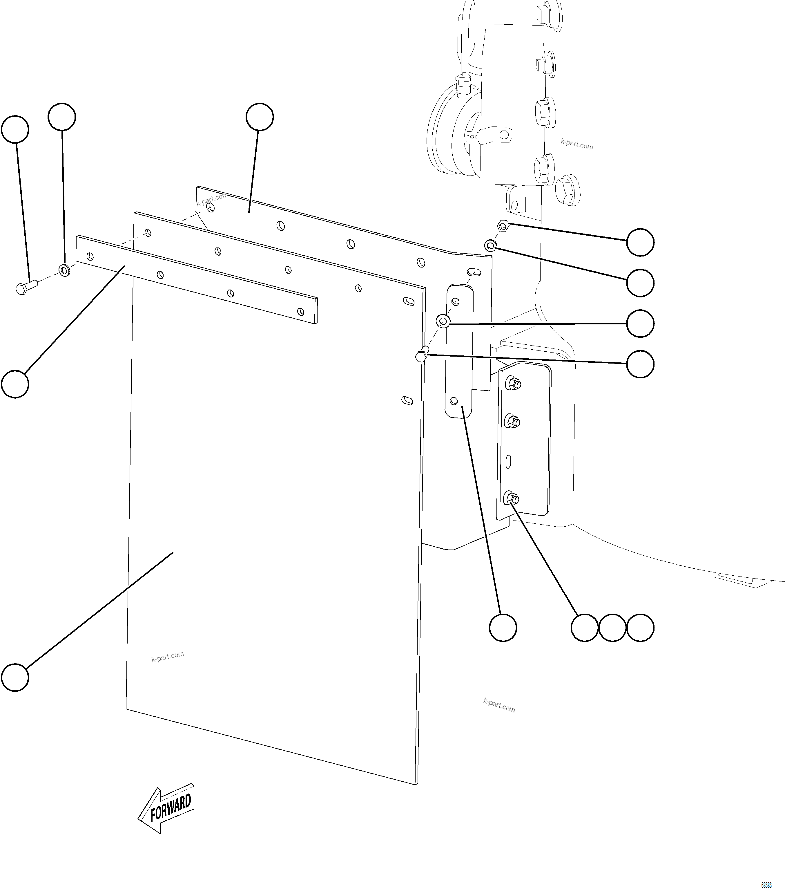 Komatsu parts book diagram for AFE77-CV 830E-5 S/N A50338,A50341 - A40345  KCH: HYDRAULIC TANK MUD FLAPS (STANDARD)