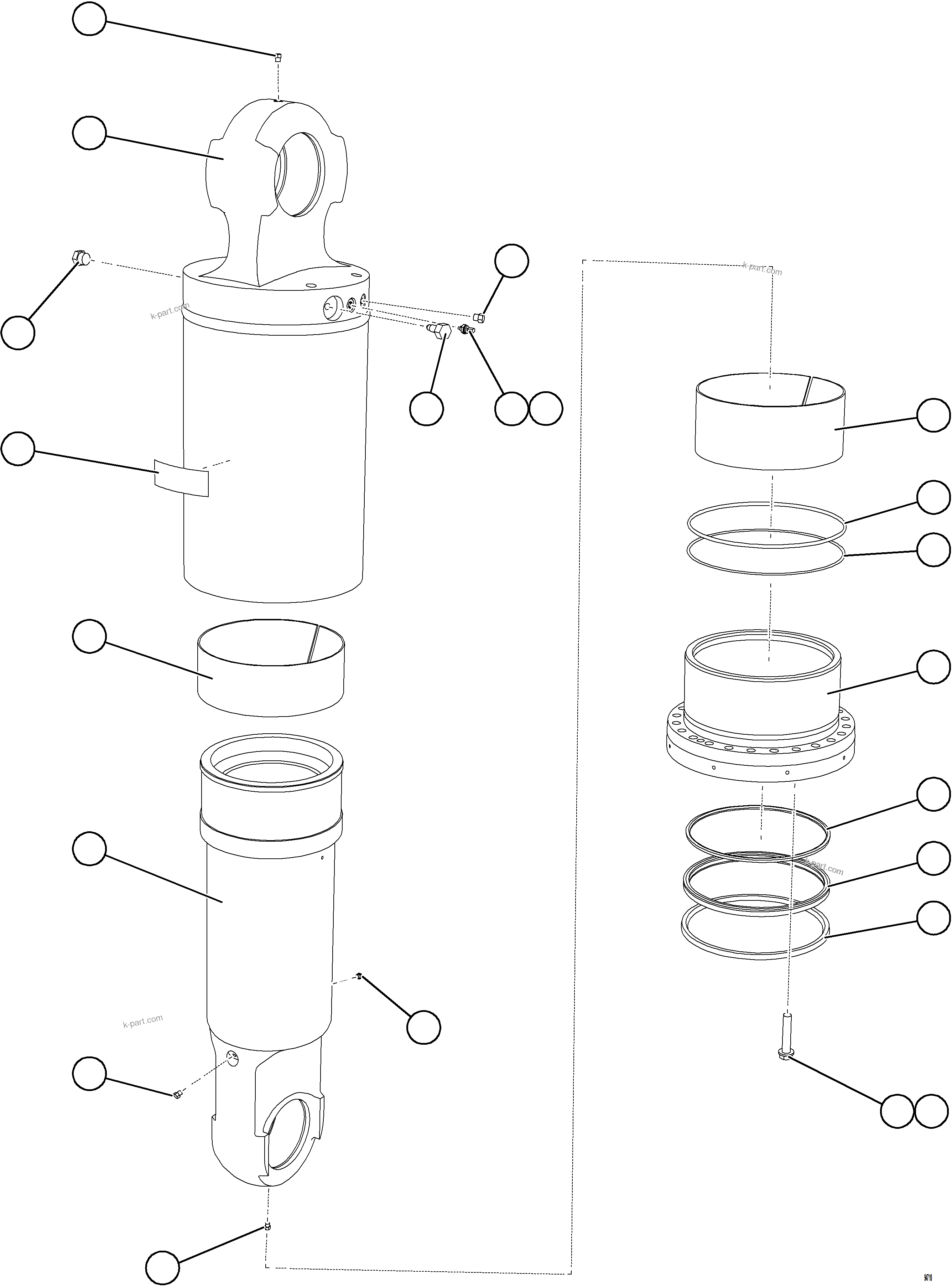 Komatsu parts book diagram for AFE77-CV 830E-5 S/N A50338,A50341 - A40345  KCH: REAR SUSPENSION ASSEMBLY