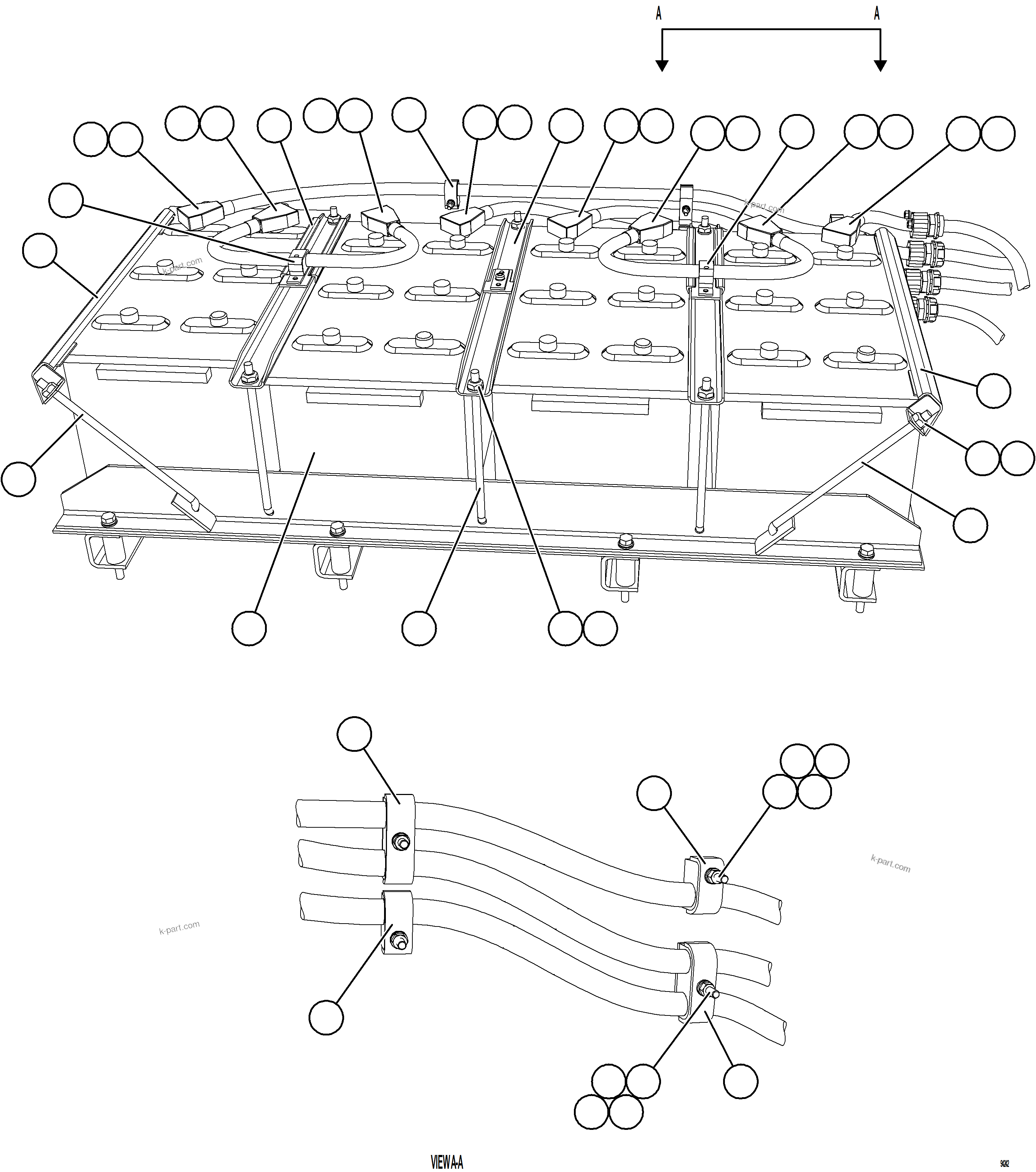 Komatsu parts book diagram for AFE77-CX 830E-5 S/N A50347 - A50348,A50355,A50362,A50368,A50370 - A50371  KBI: BATTERY BOX ASSEMBLY    4/7