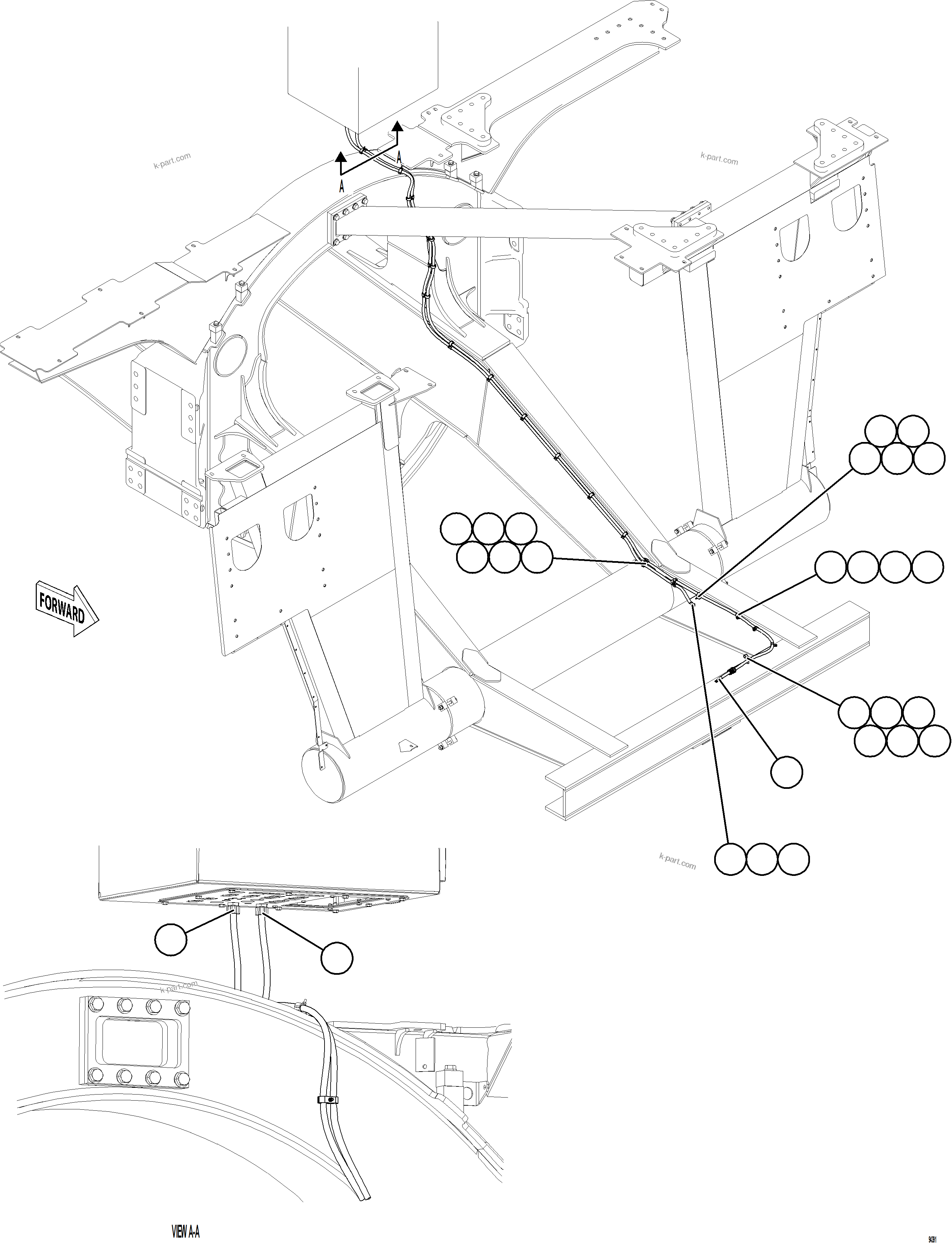 Komatsu parts book diagram for AFE77-CX 830E-5 S/N A50347 - A50348,A50355,A50362,A50368,A50370 - A50371  KBI: AUXILIARY CONTROL CABINET POWER CABLES