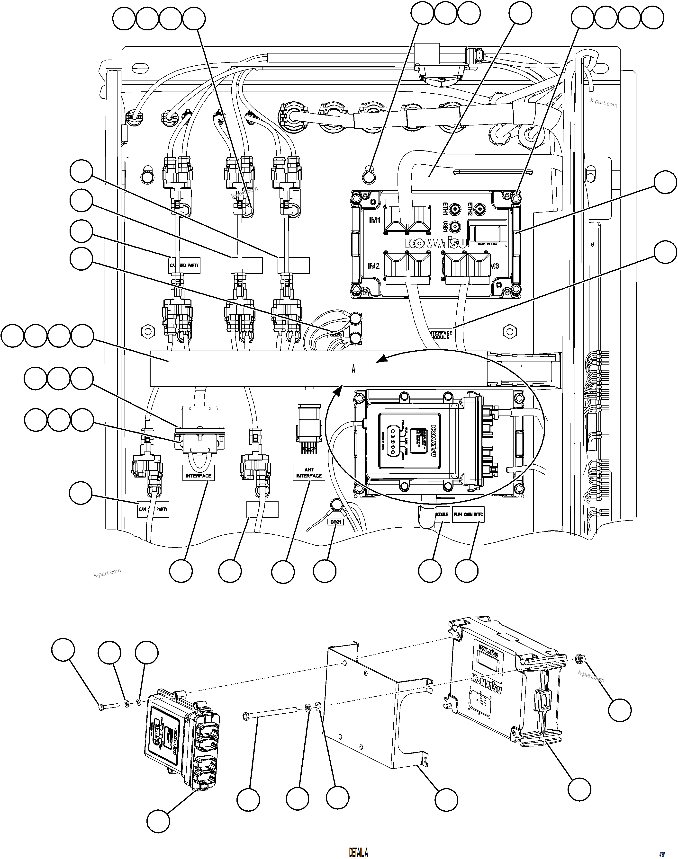 Komatsu parts book diagram for AFE77-CX 830E-5 S/N A50347 - A50348,A50355,A50362,A50368,A50370 - A50371  KBI: AUXILIARY CONTROL CABINET - LH WALL    1/3