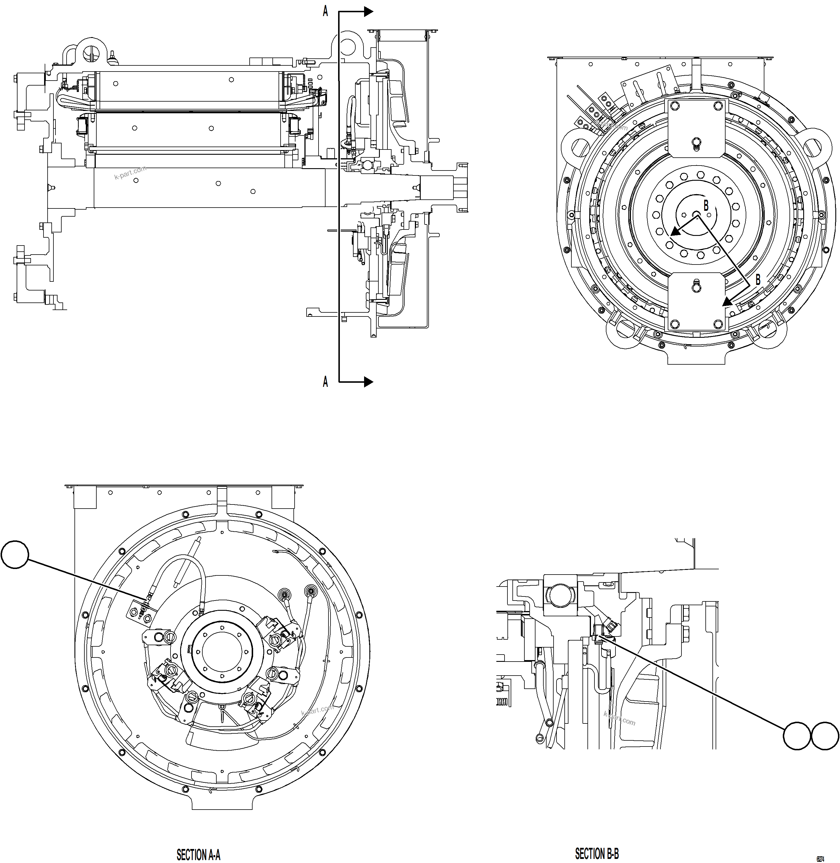 Komatsu parts book diagram for AFE77-CX 830E-5 S/N A50347 - A50348,A50355,A50362,A50368,A50370 - A50371  KBI: ALTERNATOR ASSEMBLY    6/6