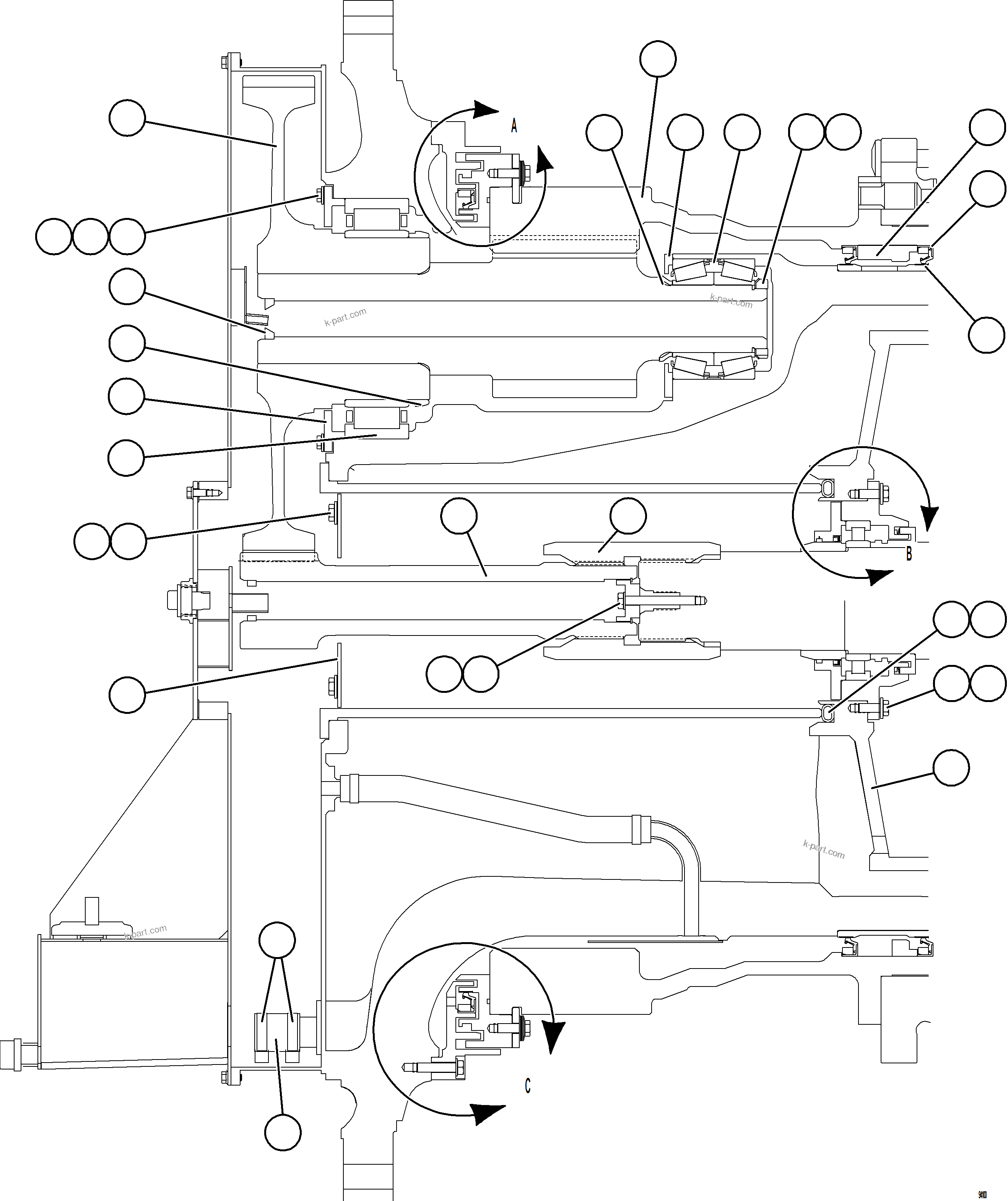 Komatsu parts book diagram for AFE77-CX 830E-5 S/N A50347 - A50348,A50355,A50362,A50368,A50370 - A50371  KBI: WHEEL MOTOR    4/9