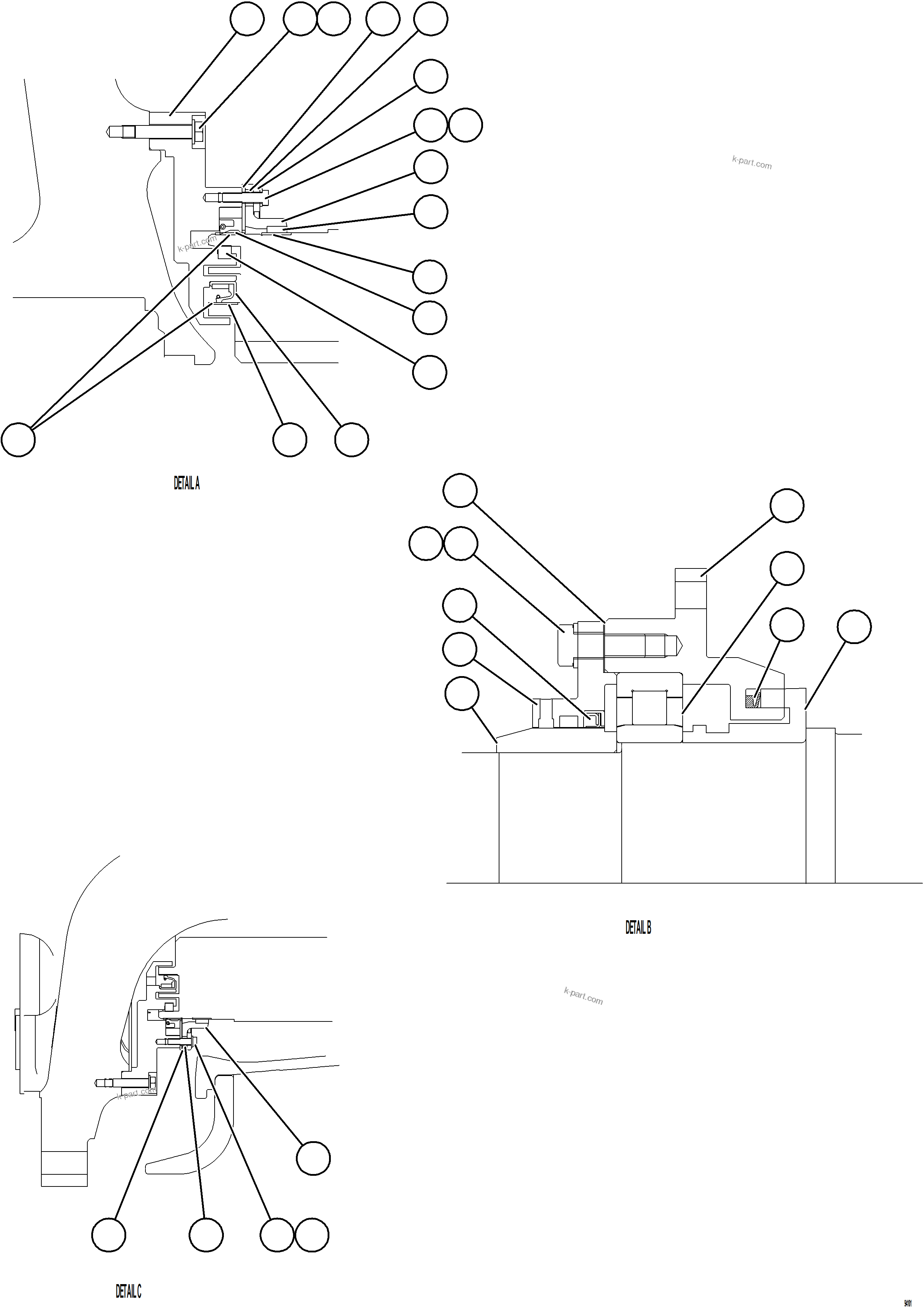 Komatsu parts book diagram for AFE77-CX 830E-5 S/N A50347 - A50348,A50355,A50362,A50368,A50370 - A50371  KBI: WHEEL MOTOR    5/9