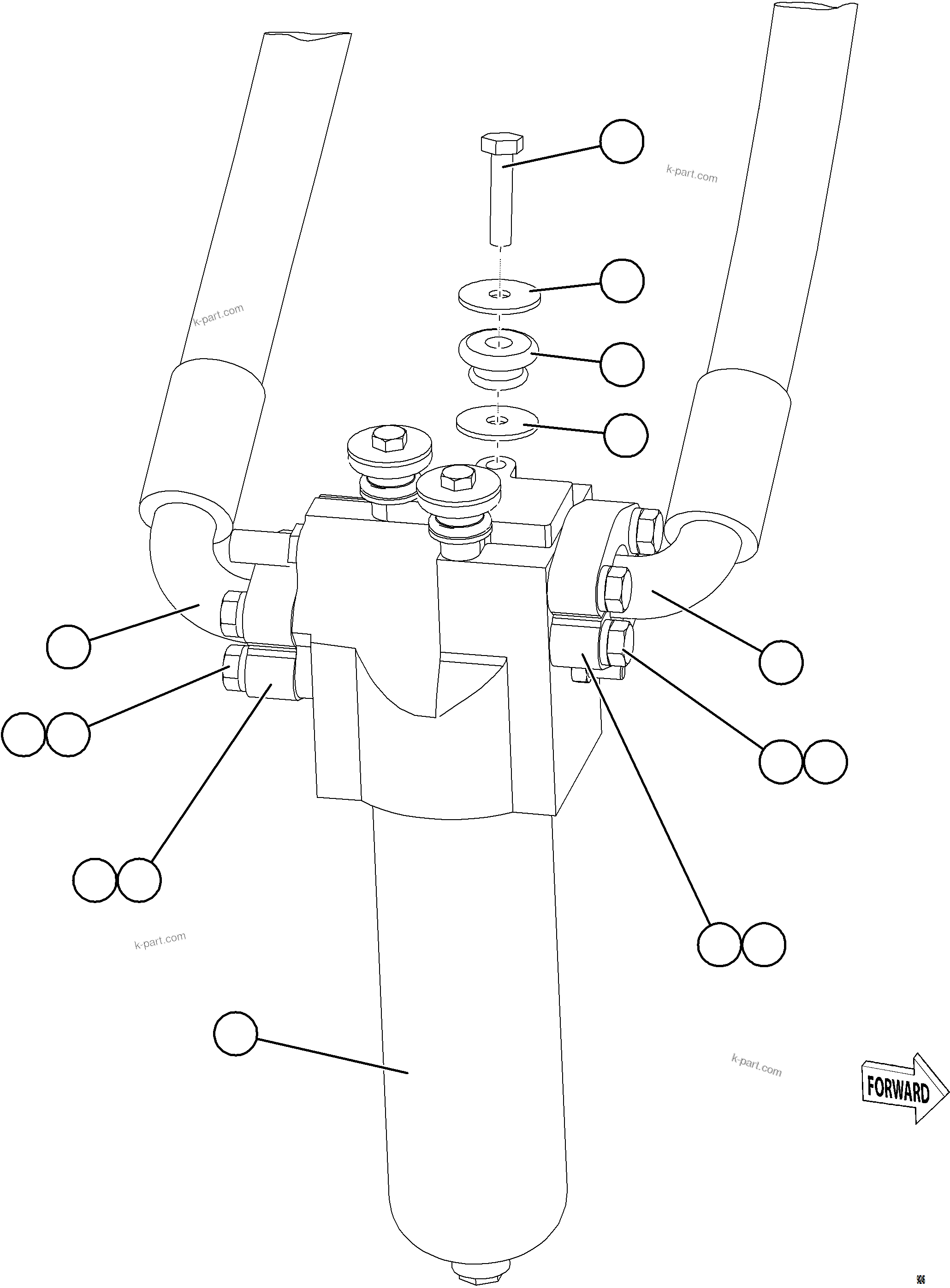 Komatsu parts book diagram for AFE77-CX 830E-5 S/N A50347 - A50348,A50355,A50362,A50368,A50370 - A50371  KBI: STEERING FILTER PIPING & INSTALLATION