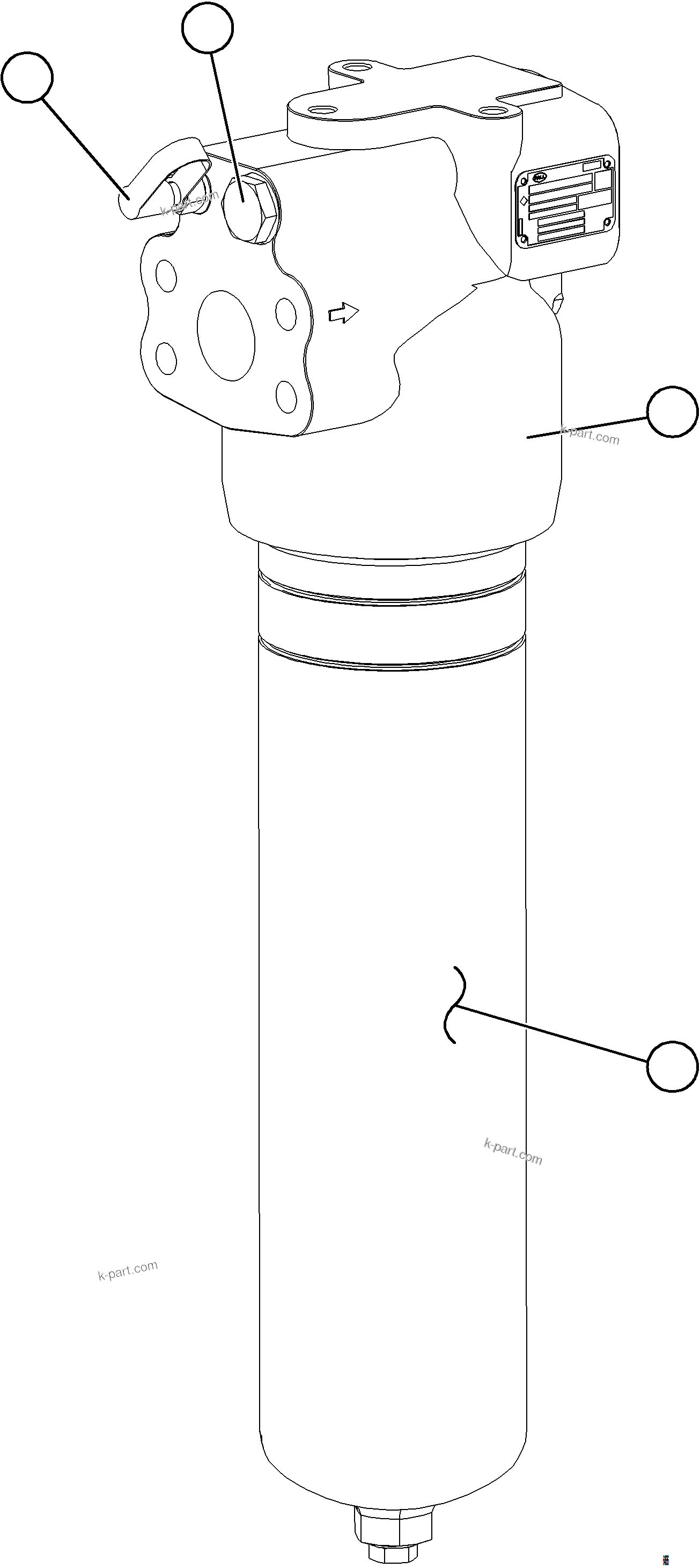 Komatsu parts book diagram for AFE77-CX 830E-5 S/N A50347 - A50348,A50355,A50362,A50368,A50370 - A50371  KBI: STEERING FILTER ASSEMBLY