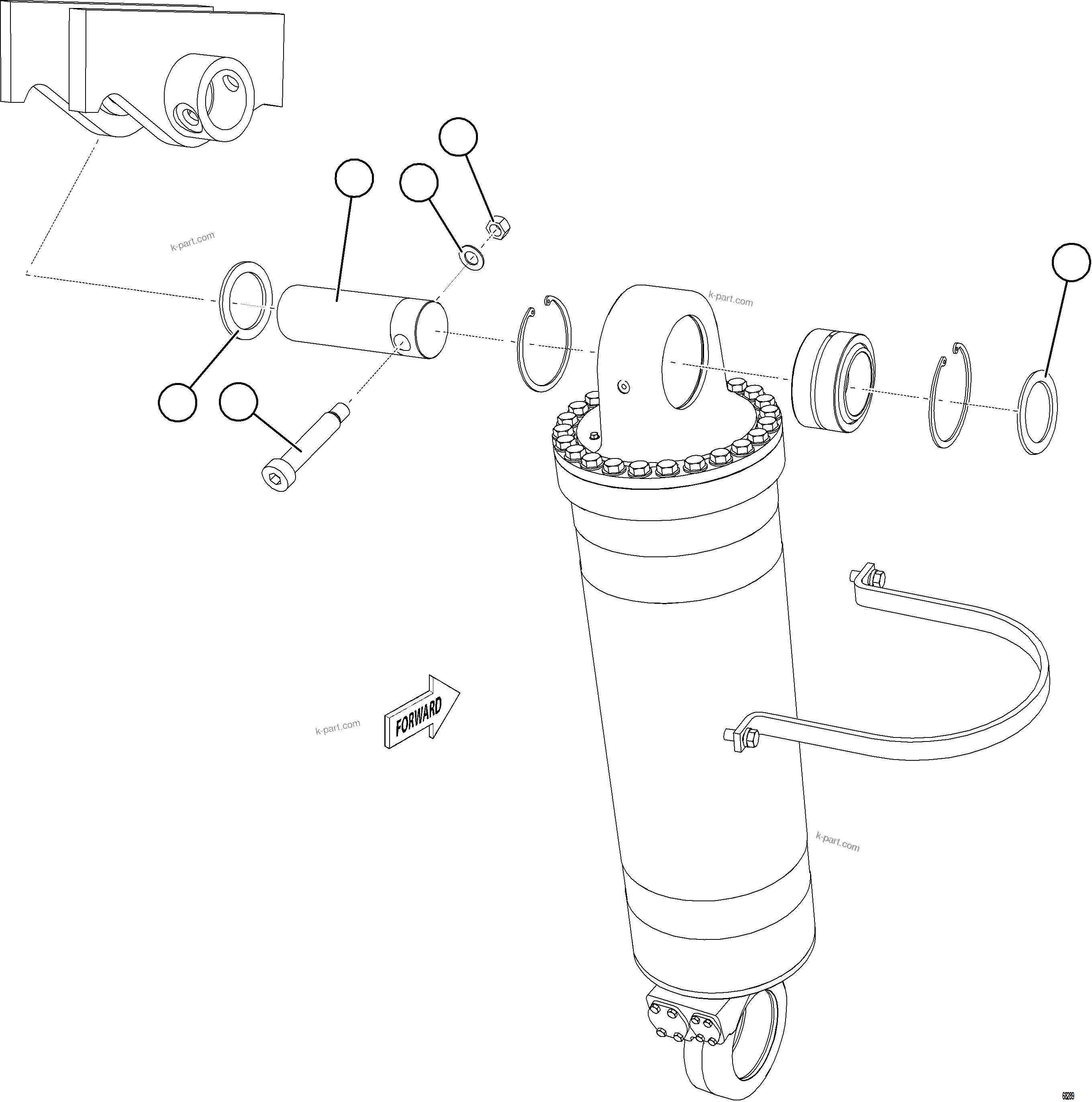 Komatsu parts book diagram for AFE77-CX 830E-5 S/N A50347 - A50348,A50355,A50362,A50368,A50370 - A50371  KBI: HOIST CYLINDER INSTALLATION - TOP