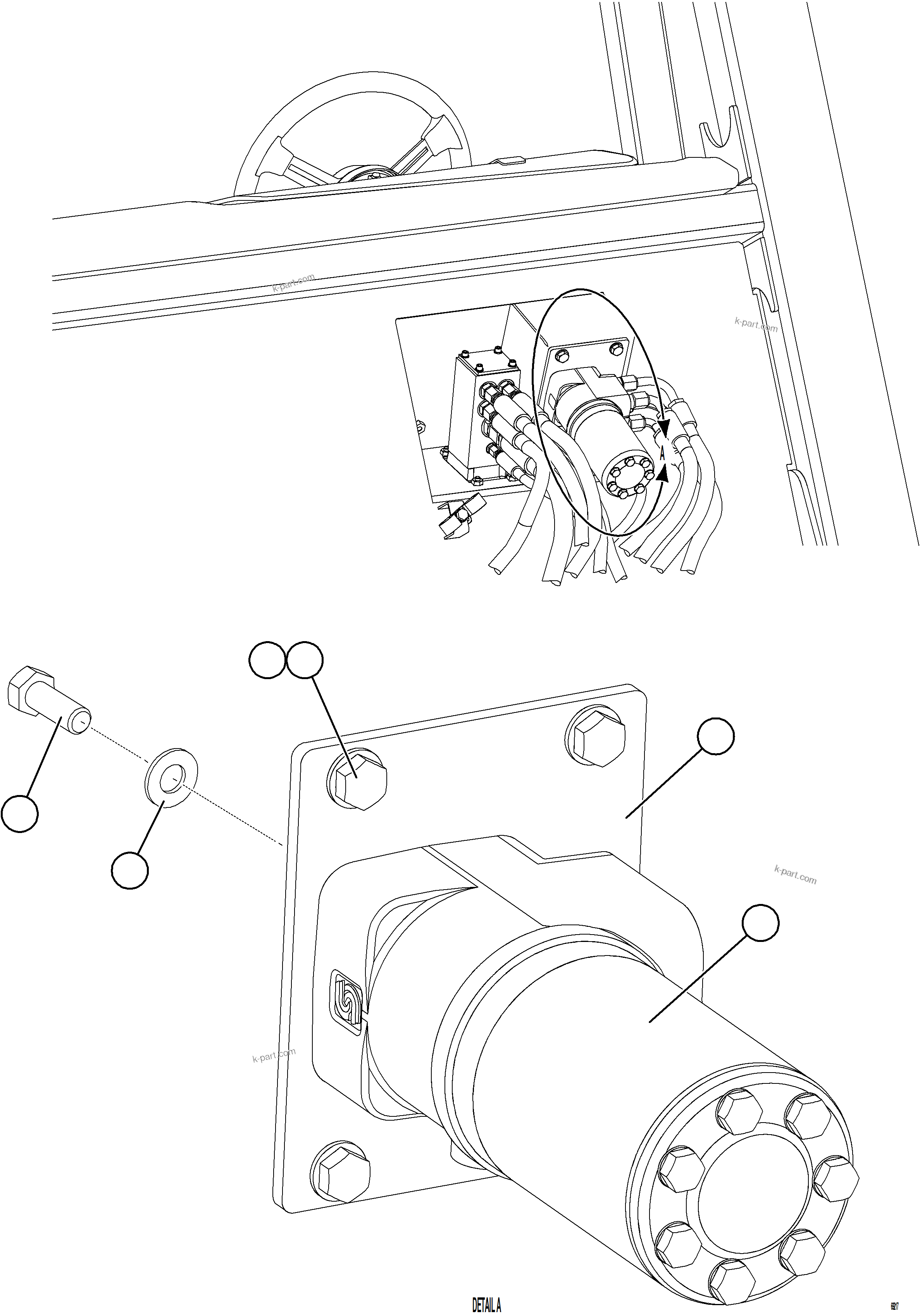 Komatsu parts book diagram for AFE77-CX 830E-5 S/N A50347 - A50348,A50355,A50362,A50368,A50370 - A50371  KBI: STEERING CONTROL UNIT INSTALLATION