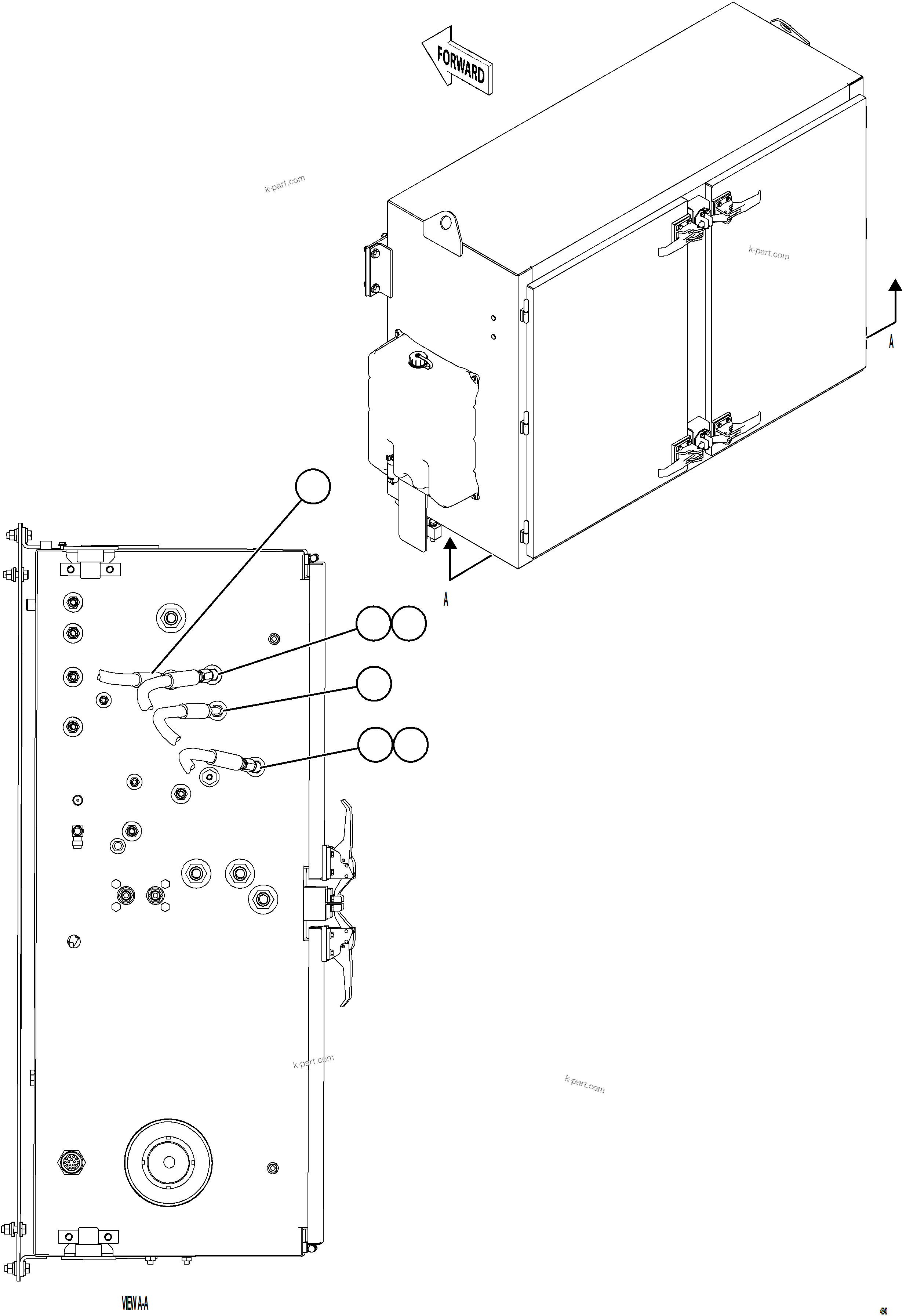 Komatsu parts book diagram for AFE77-CX 830E-5 S/N A50347 - A50348,A50355,A50362,A50368,A50370 - A50371  KBI: HYDR BRAKE CBNT PIPING - HOIST PILOT VALVE    2/2