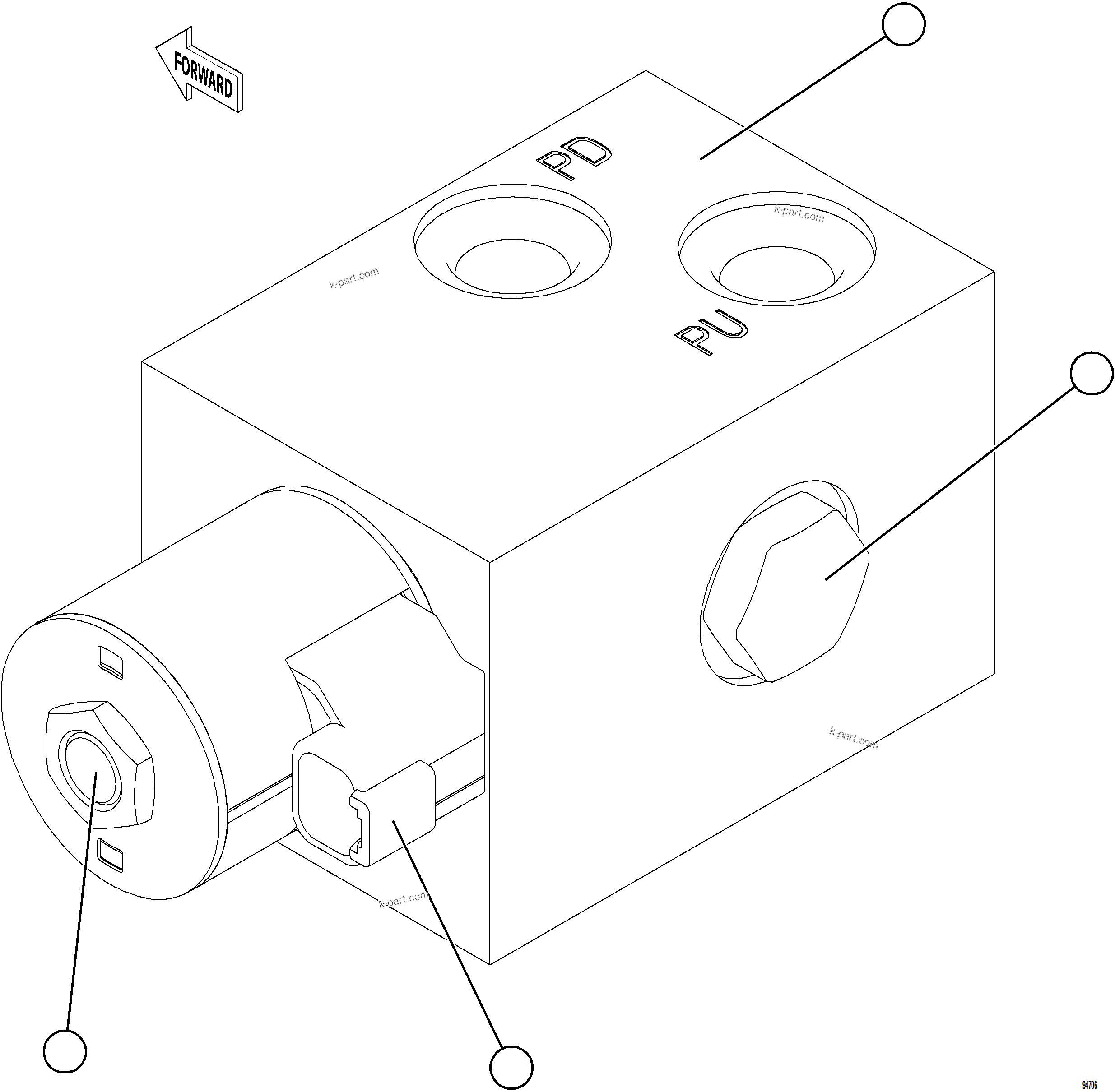 Komatsu parts book diagram for AFE77-CX 830E-5 S/N A50347 - A50348,A50355,A50362,A50368,A50370 - A50371  KBI: HOIST PILOT MANIFOLD