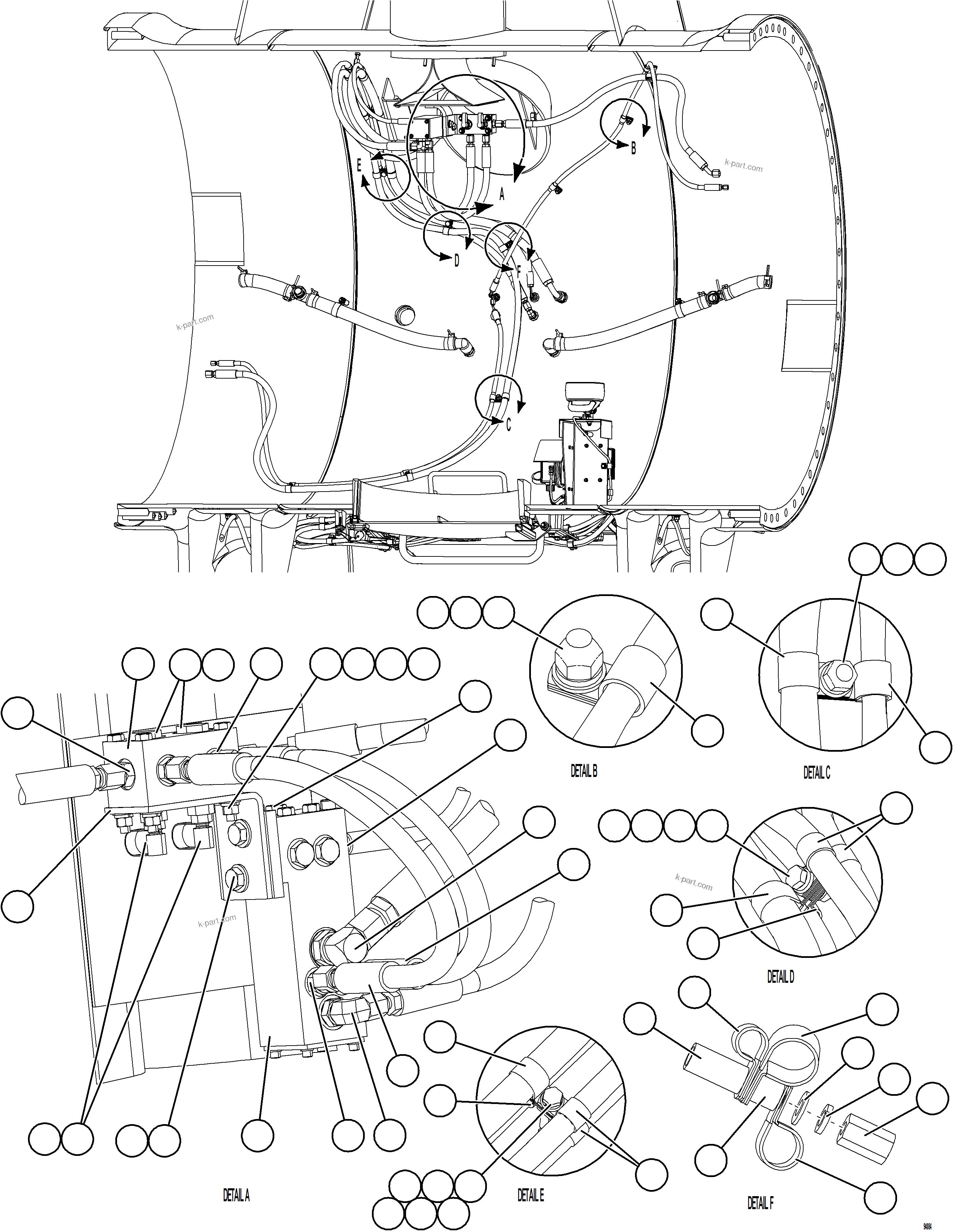 Komatsu parts book diagram for AFE77-CX 830E-5 S/N A50347 - A50348,A50355,A50362,A50368,A50370 - A50371  KBI: REAR BRAKE DUAL RELAY VALVE INSTALLATION