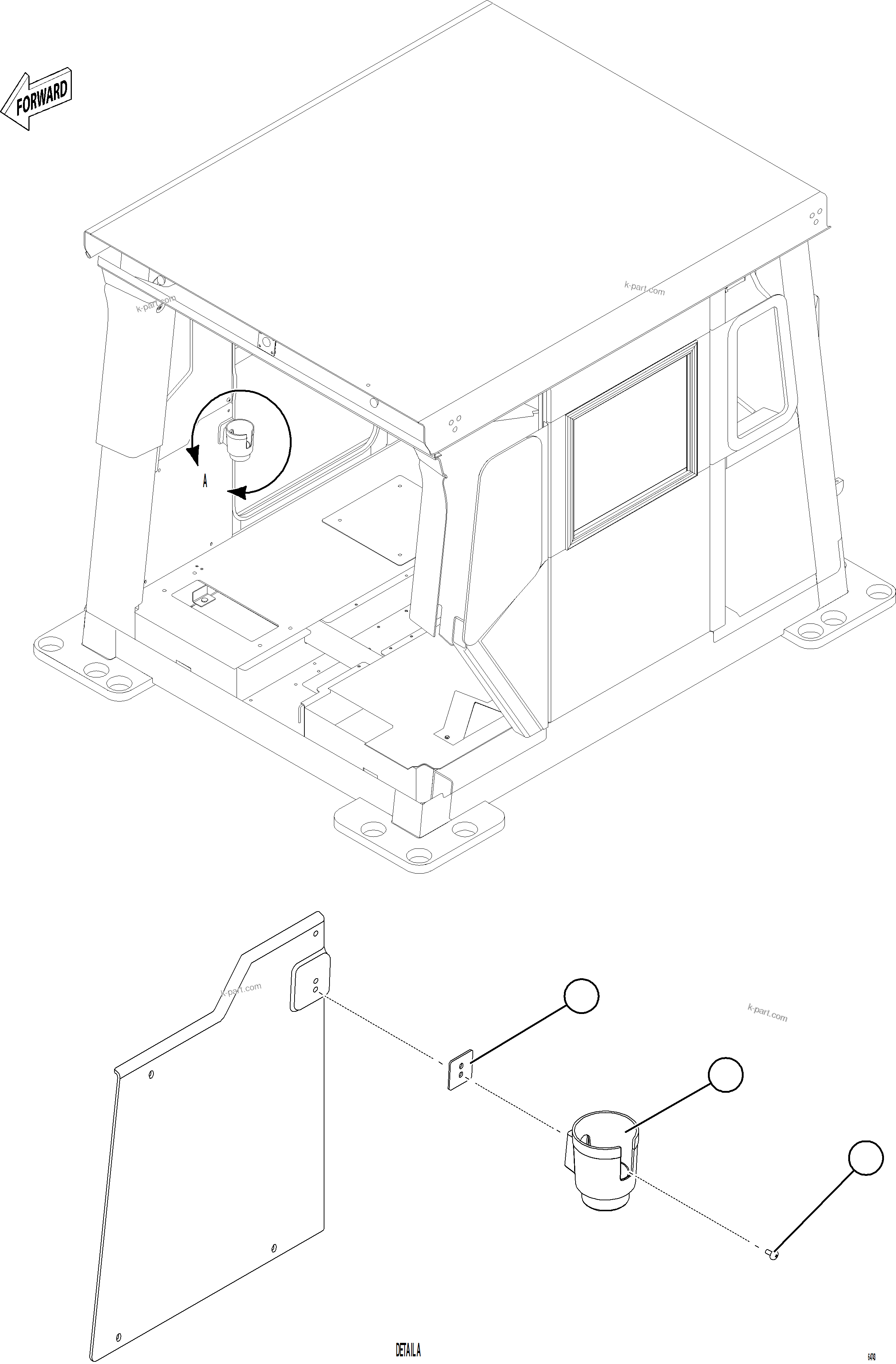 Komatsu parts book diagram for AFE77-CX 830E-5 S/N A50347 - A50348,A50355,A50362,A50368,A50370 - A50371  KBI: CUP HOLDER
