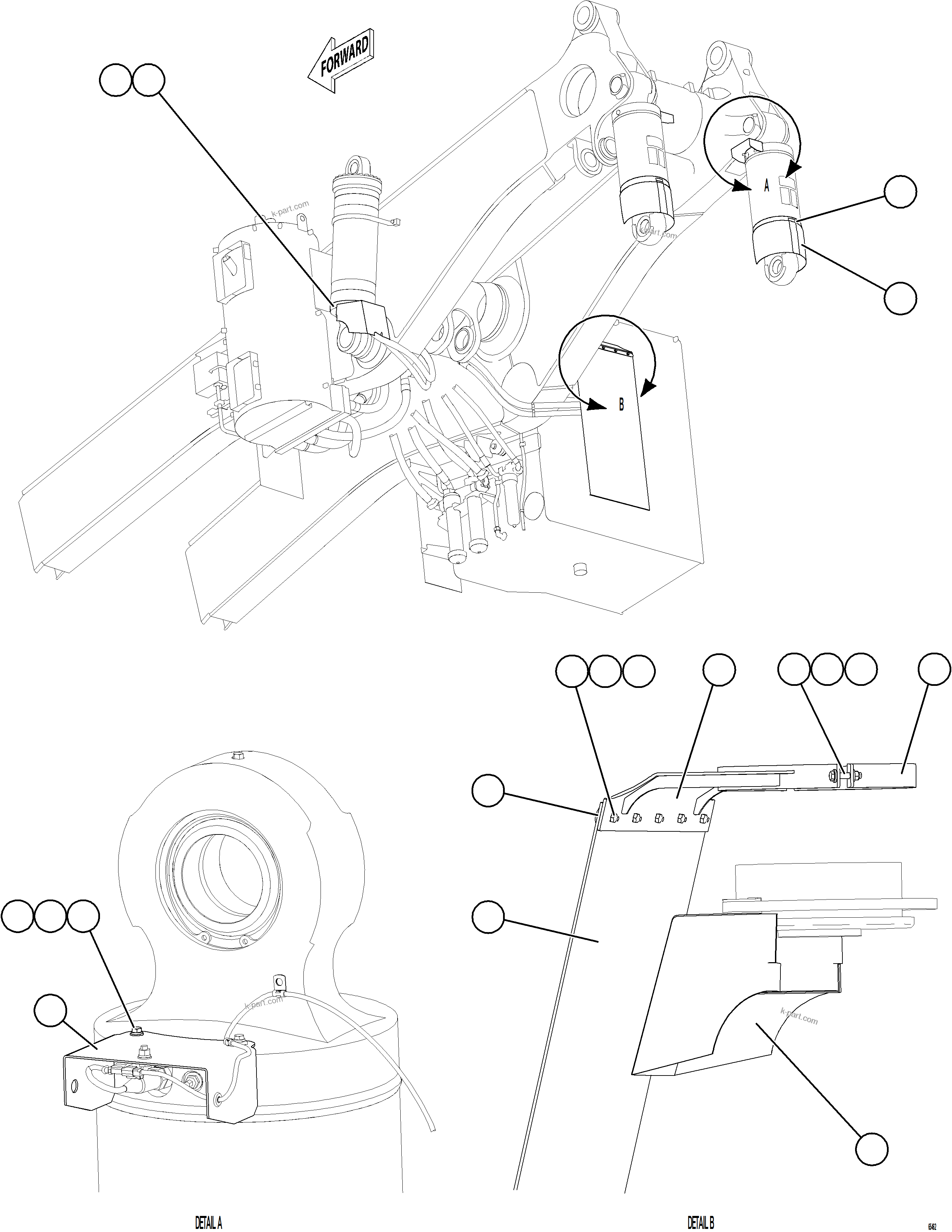 Komatsu parts book diagram for AFE77-CX 830E-5 S/N A50347 - A50348,A50355,A50362,A50368,A50370 - A50371  KBI: REAR SUSPENSION MUD FLAPS