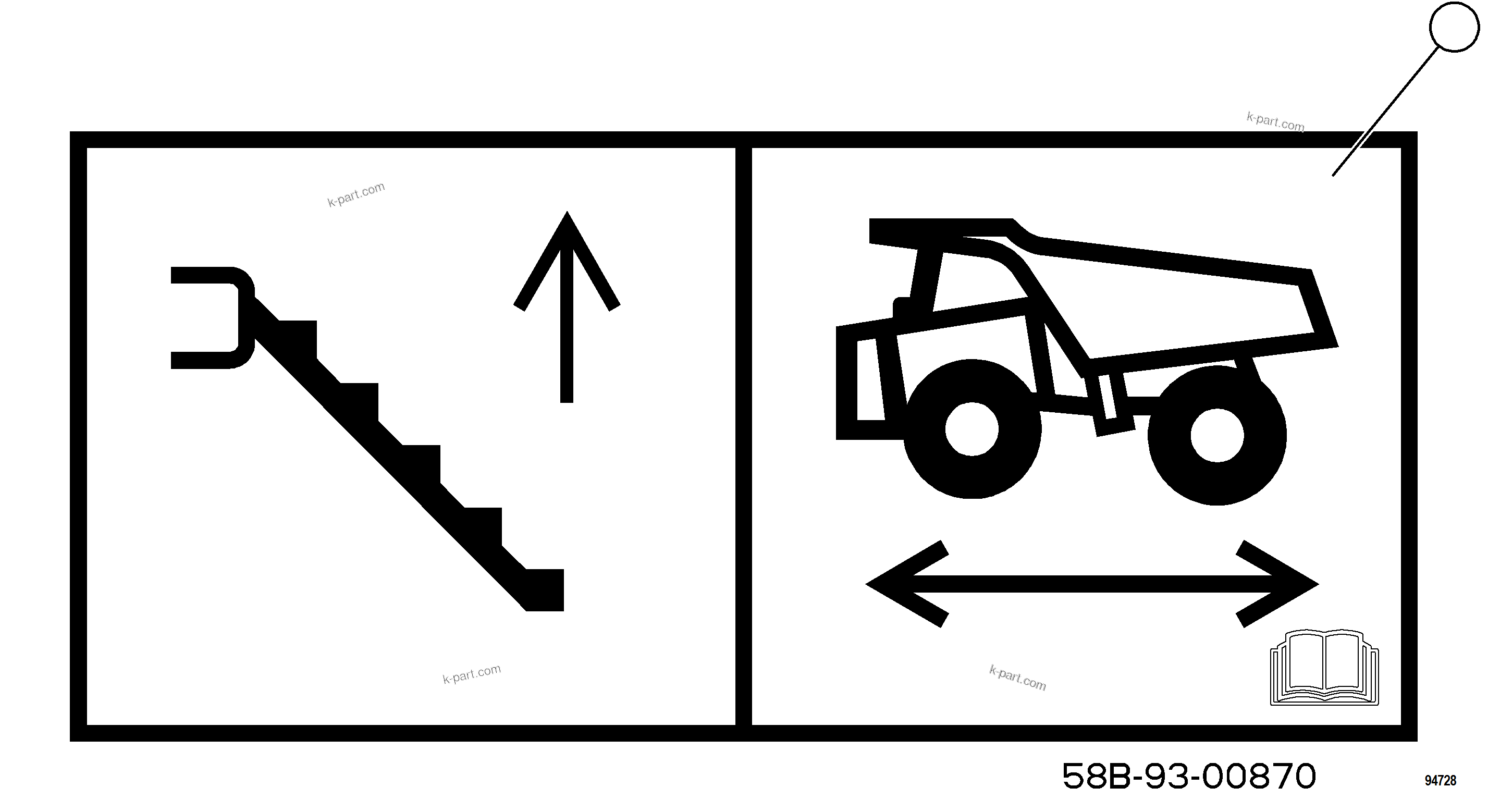 Komatsu parts book diagram for AFE77-CX 830E-5 S/N A50347 - A50348,A50355,A50362,A50368,A50370 - A50371  KBI: SAFETY LABELS    5/8