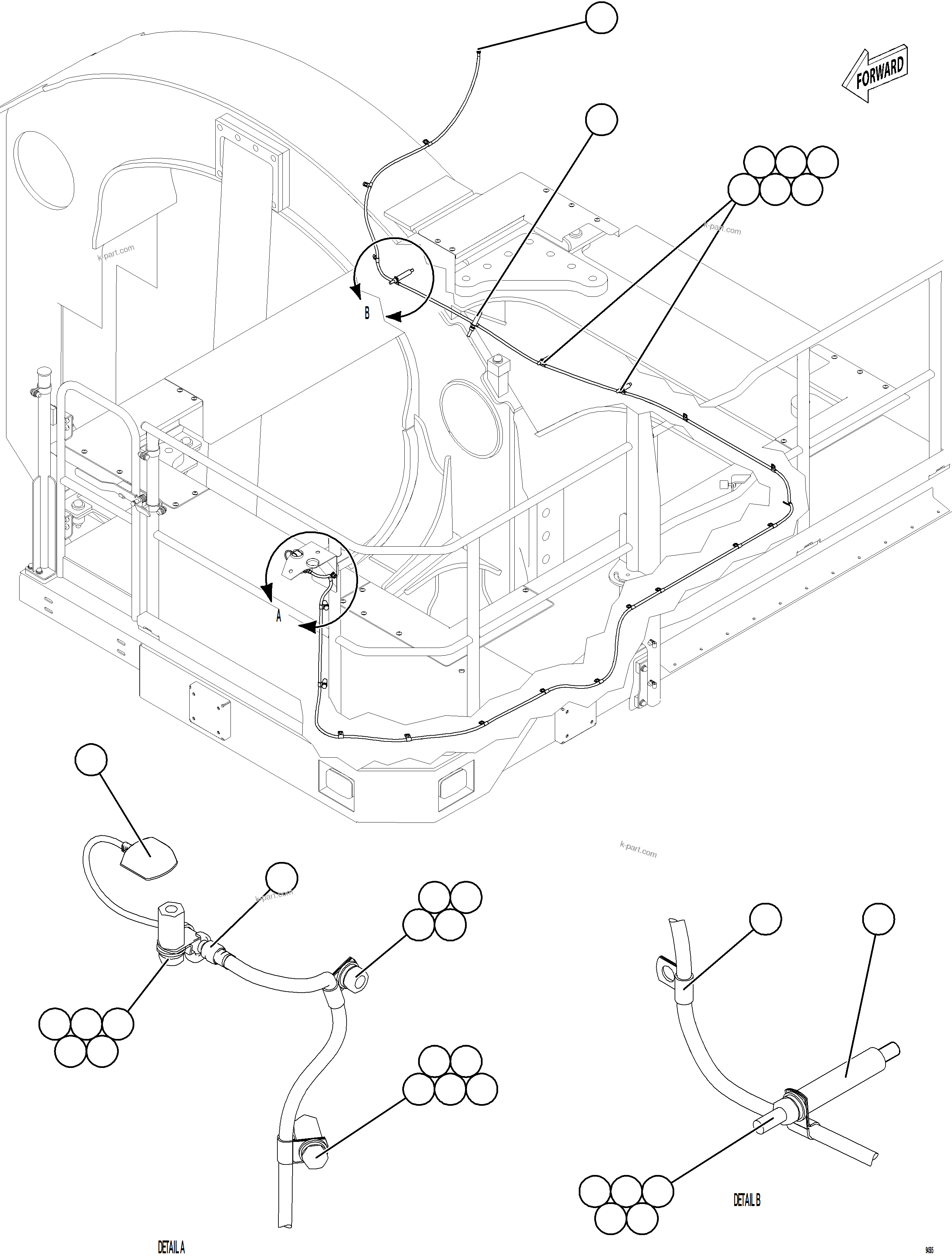 Komatsu parts book diagram for AFE77-CX 830E-5 S/N A50347 - A50348,A50355,A50362,A50368,A50370 - A50371  KBI: TIRE MONITOR GPS ANTENNA