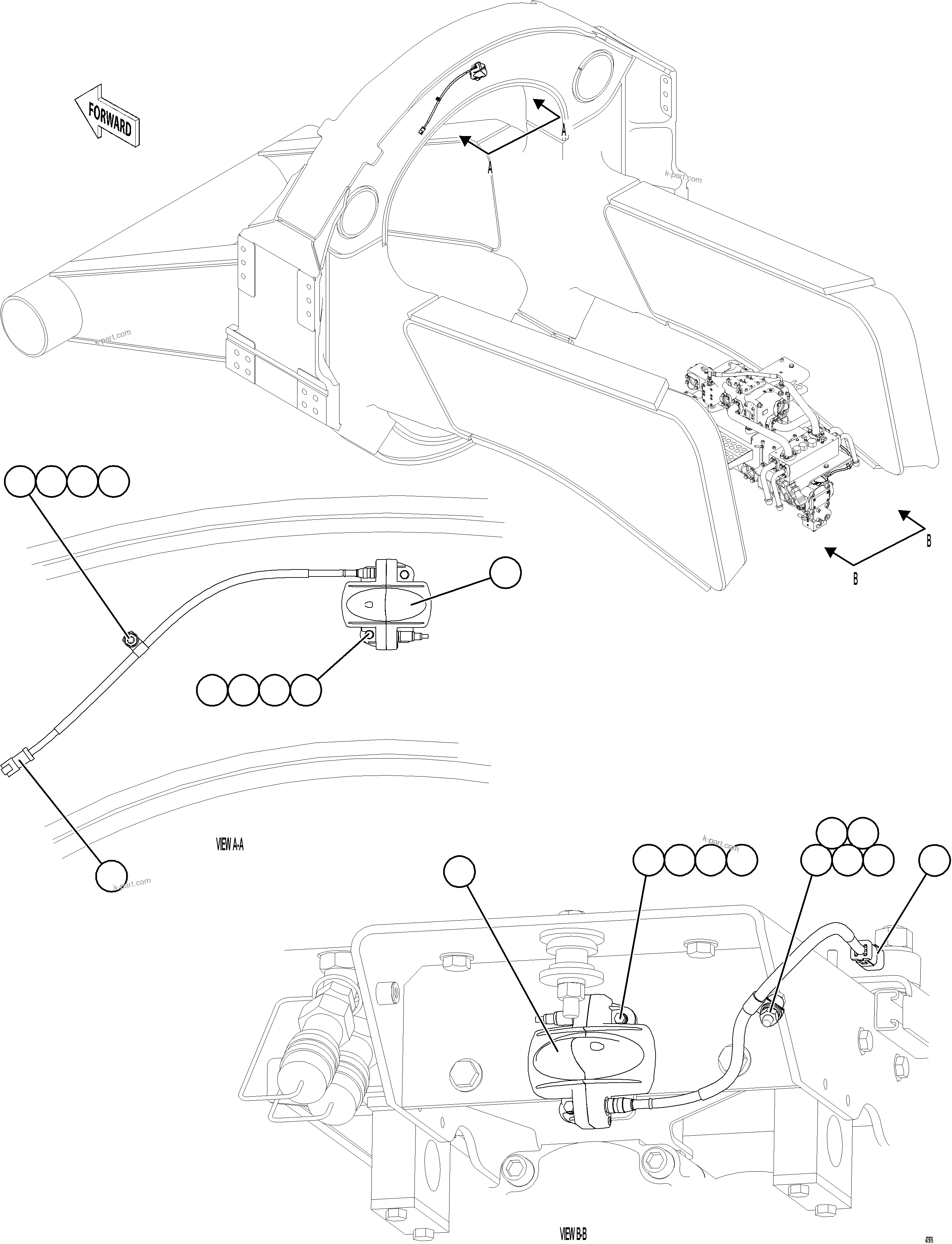 Komatsu parts book diagram for AFE77-CX 830E-5 S/N A50347 - A50348,A50355,A50362,A50368,A50370 - A50371  KBI: TIRE MONITOR ACTIVE ANTENNA