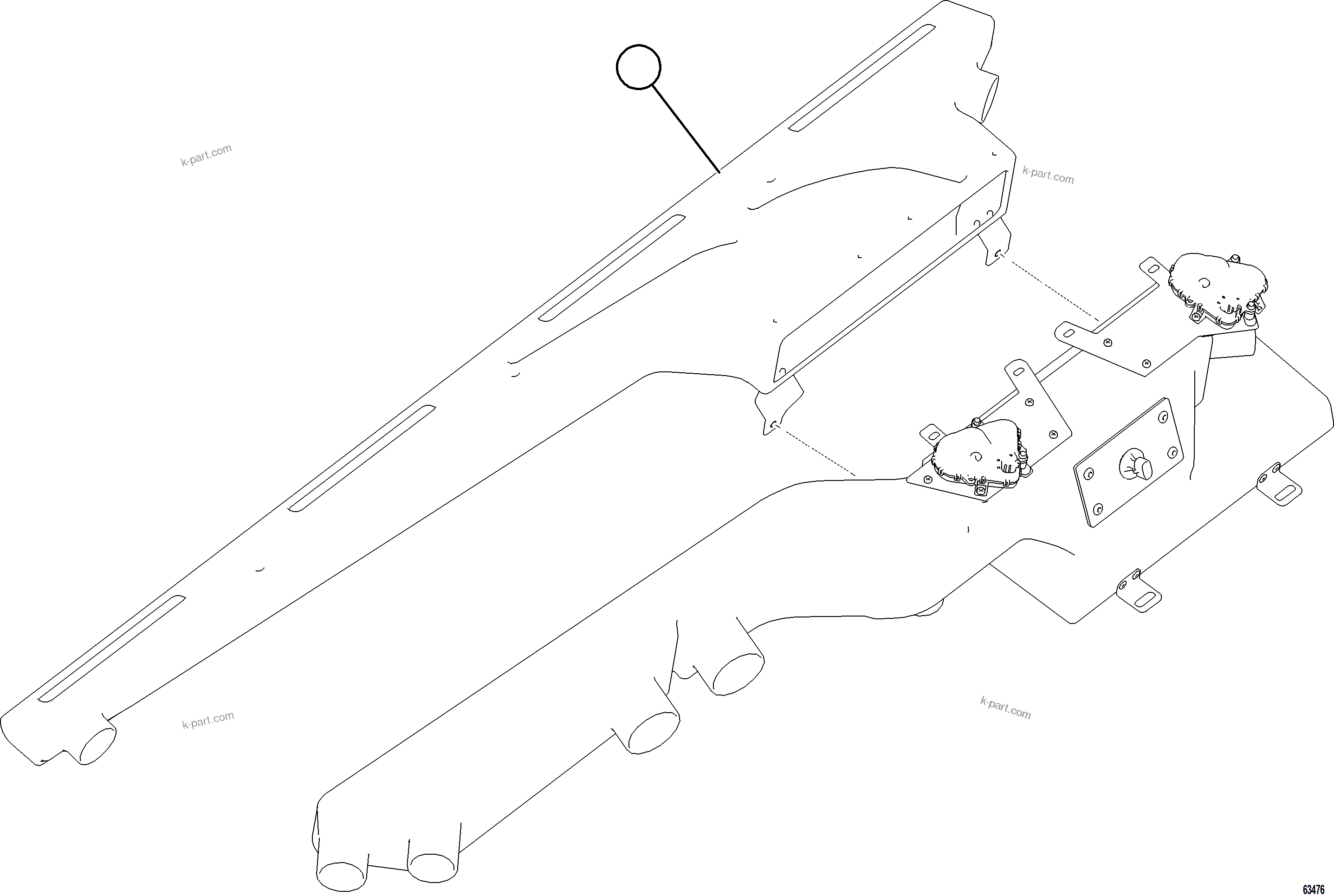 Komatsu parts book diagram for AFE78-AC 930E-5 S/N A40112, A40117, A40125  BLACKWATER: HVAC DEFROST DUCT ASSEMBLY    58E-98-20031