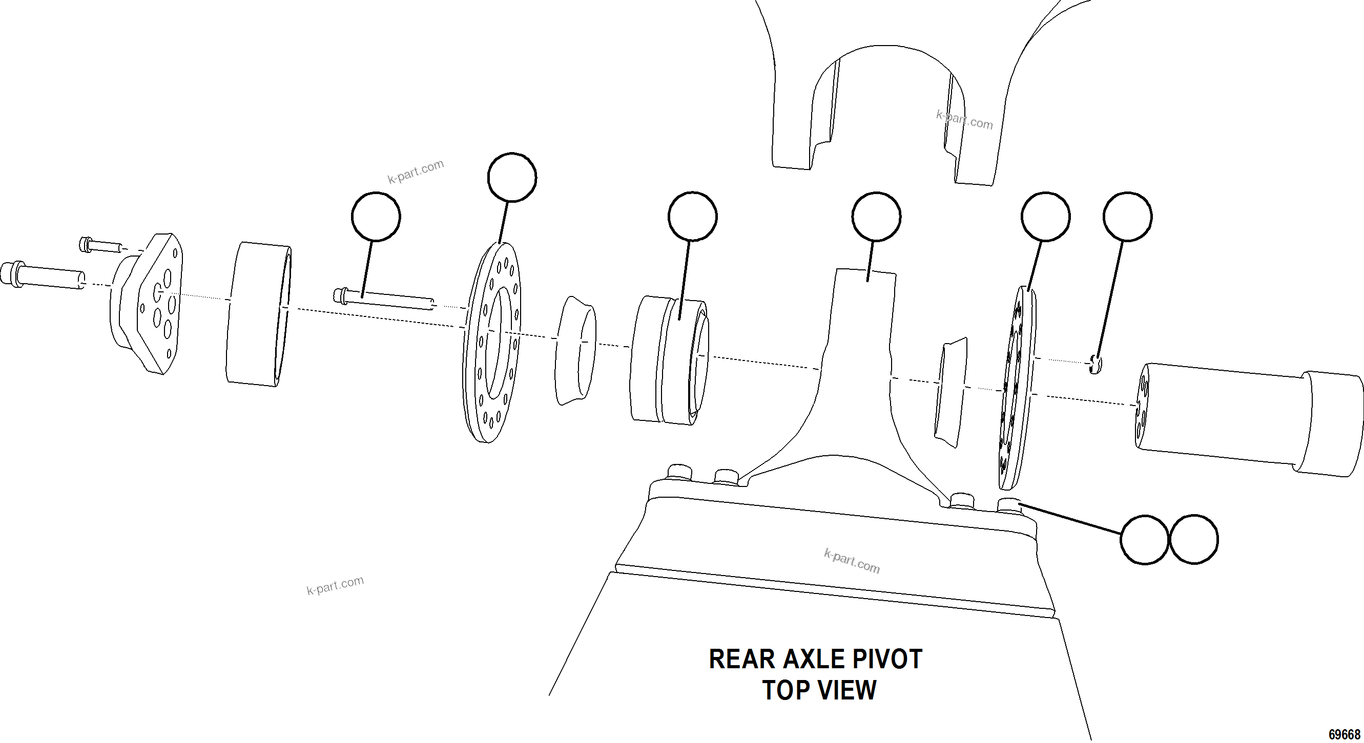 Komatsu parts book diagram for AFE78-AC 930E-5 S/N A40112, A40117, A40125  BLACKWATER: PIVOT EYE ASSEMBLY INSTALLATION