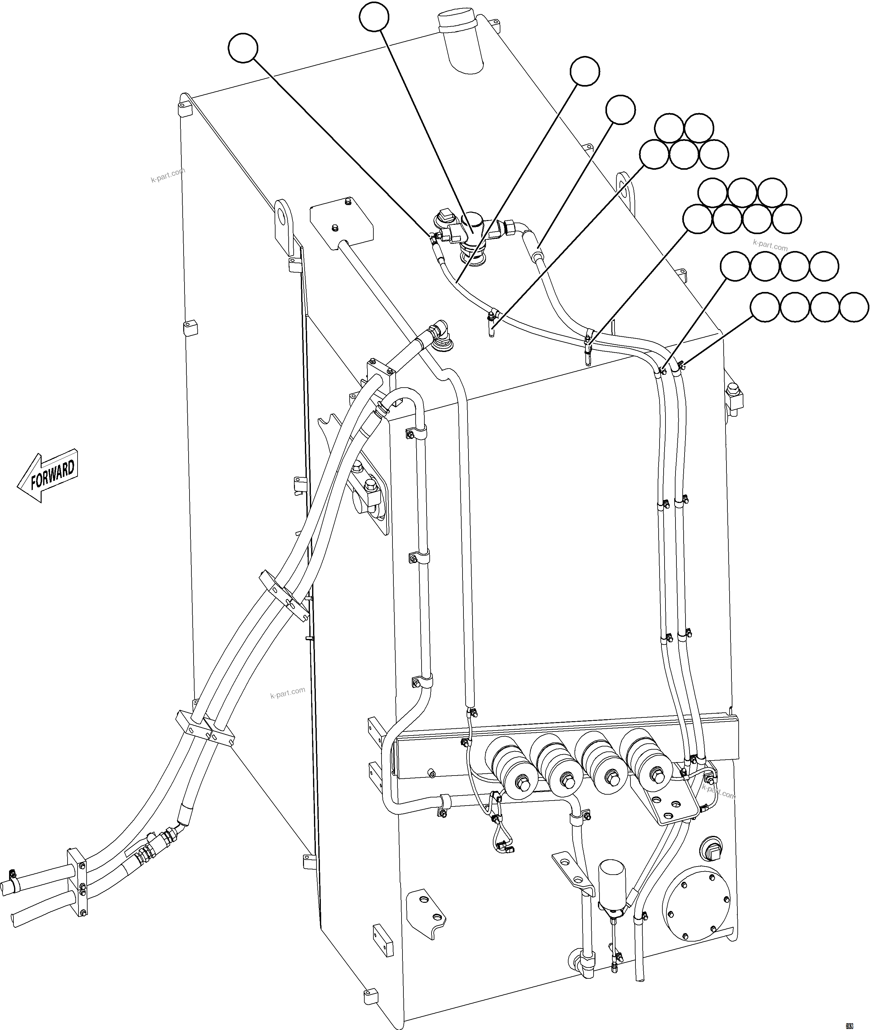 Komatsu parts book diagram for AFE78-AE 930E-5 S/N A40123 - A40124, A40126 - A40127  LOMAS BAYAS: FUEL SYSTEM PIPING    2/4