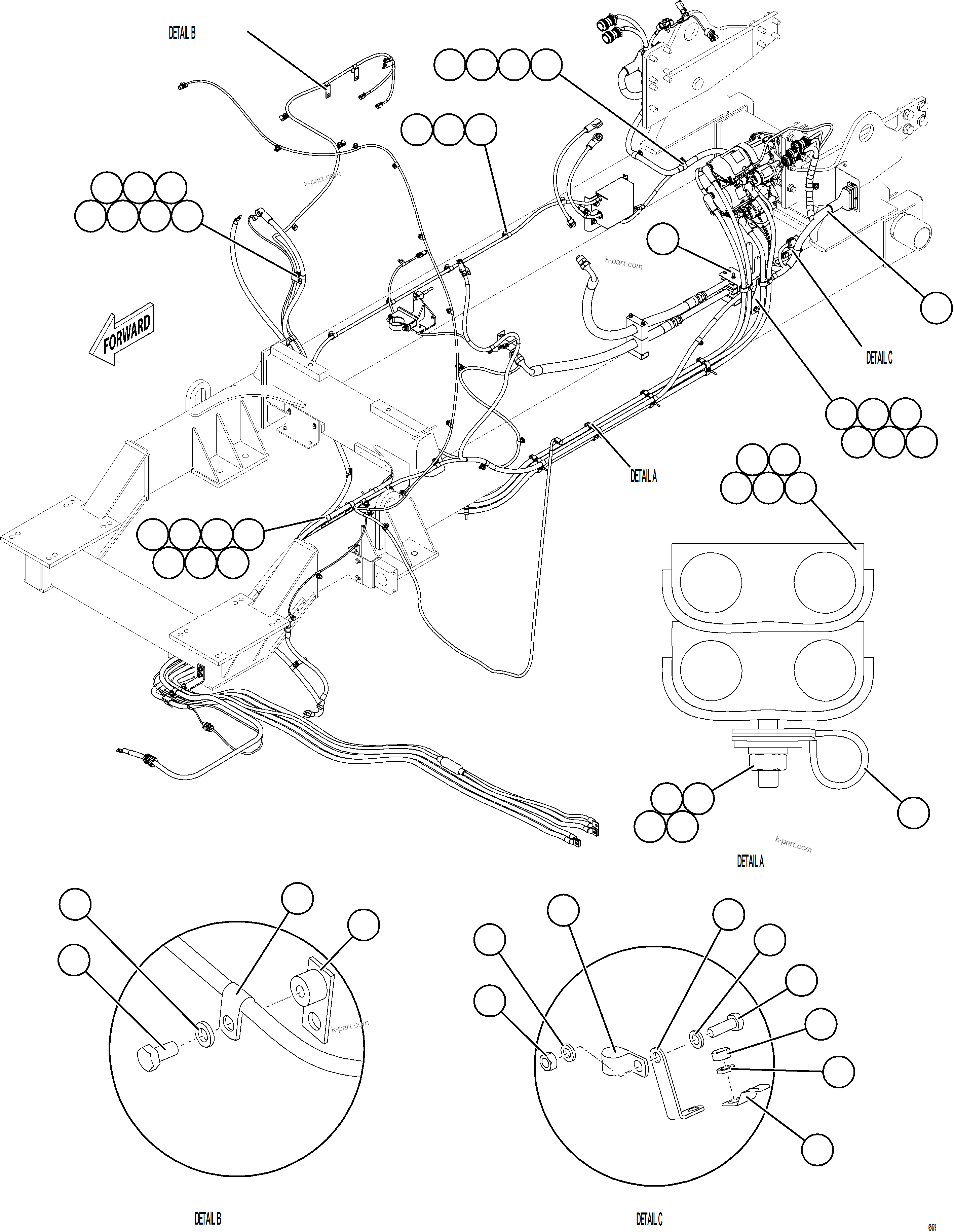 Komatsu parts book diagram for AFE78-AE 930E-5 S/N A40123 - A40124, A40126 - A40127  LOMAS BAYAS: CRANKING MOTOR WIRING    2/2