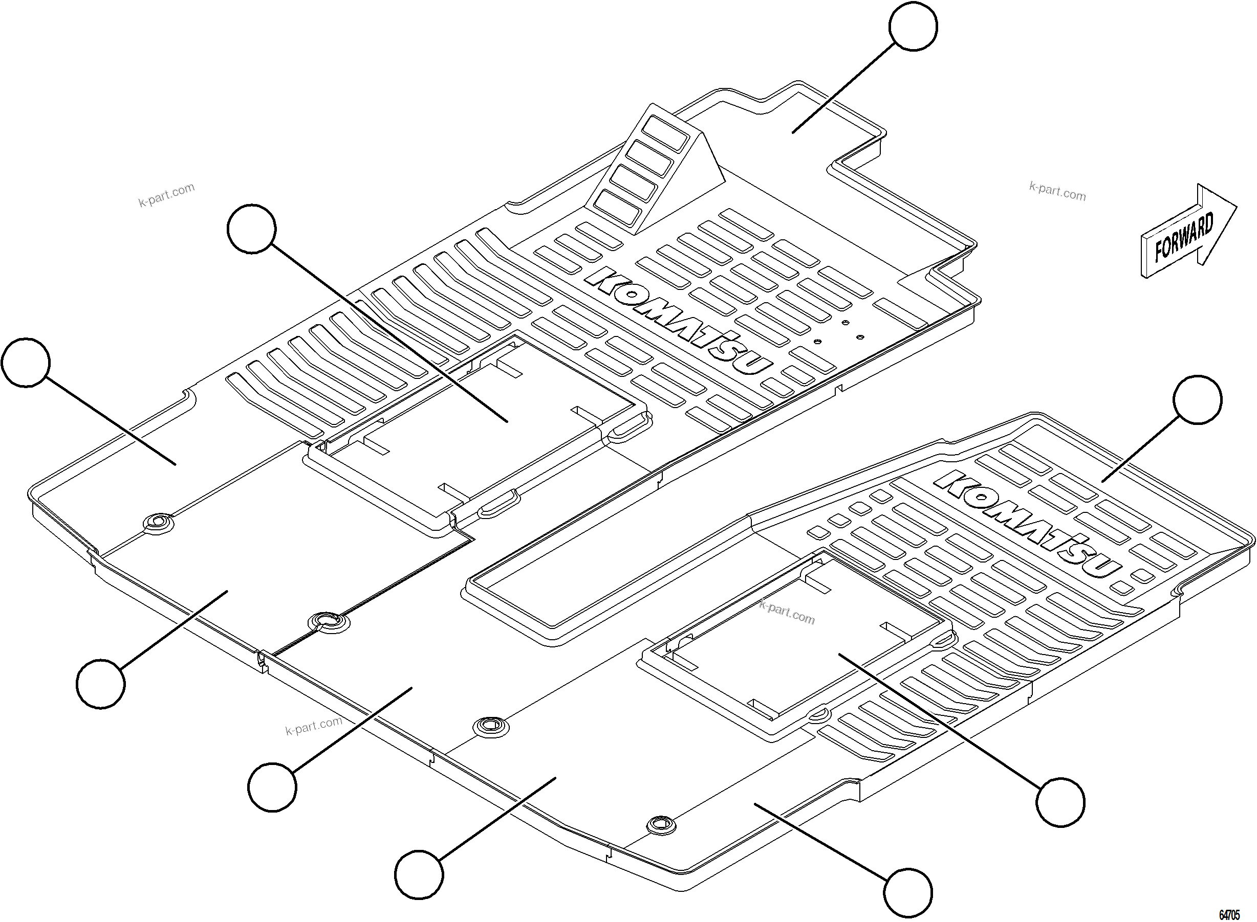 Komatsu parts book diagram for AFE78-AE 930E-5 S/N A40123 - A40124, A40126 - A40127  LOMAS BAYAS: CAB FLOORMATS