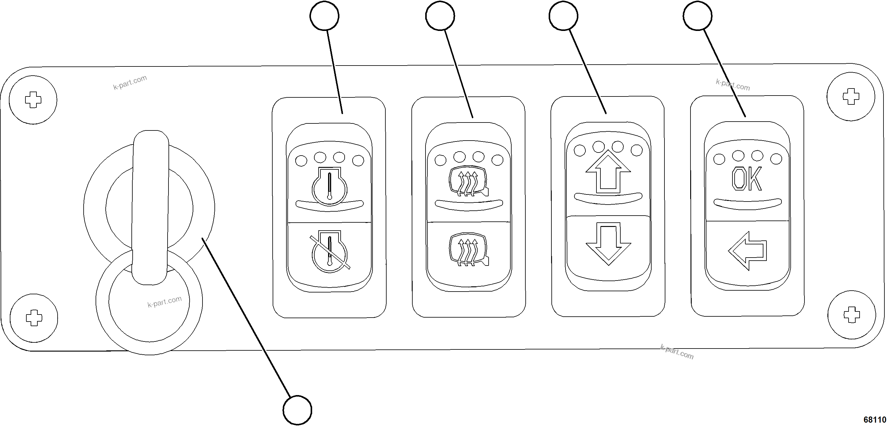 Komatsu parts book diagram for AFE78-AE 930E-5 S/N A40123 - A40124, A40126 - A40127  LOMAS BAYAS: LOWER RH DASH SWITCHES