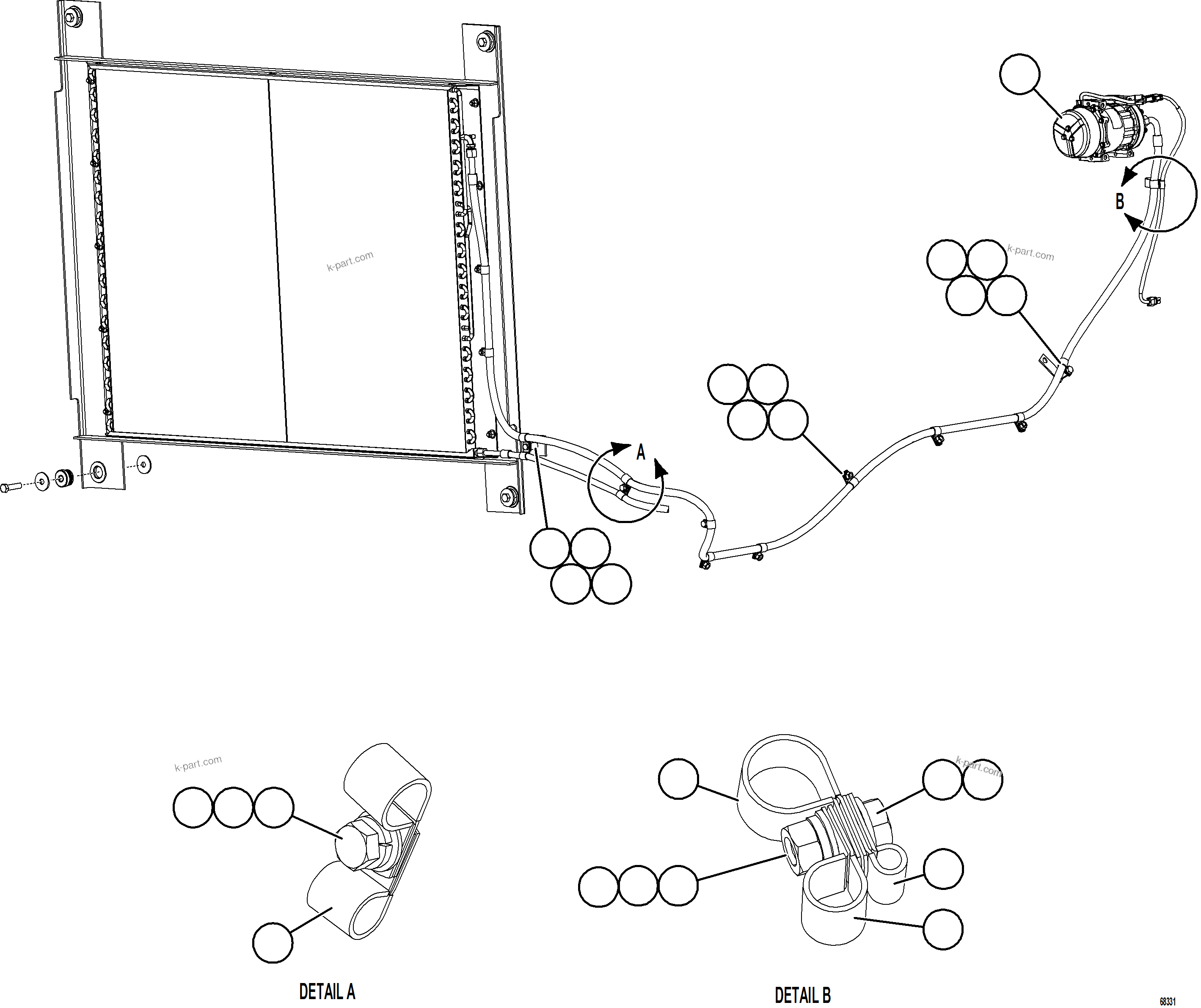 Komatsu parts book diagram for AFE78-AE 930E-5 S/N A40123 - A40124, A40126 - A40127  LOMAS BAYAS: AIR CONDITIONING PIPING    3/3