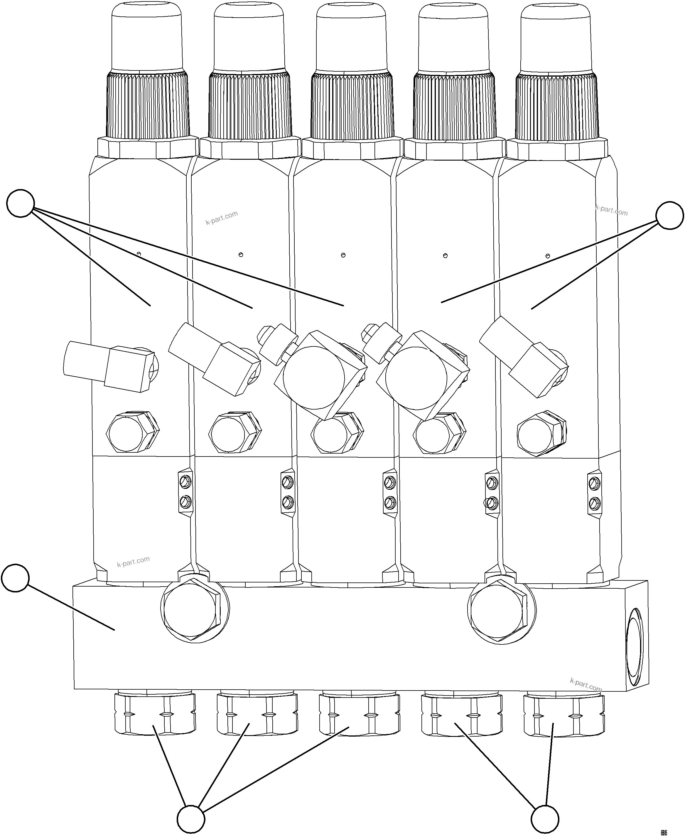 Komatsu parts book diagram for AFE78-AE 930E-5 S/N A40123 - A40124, A40126 - A40127  LOMAS BAYAS: 5-PIECE INJECTOR ASSEMBLY    TA4411